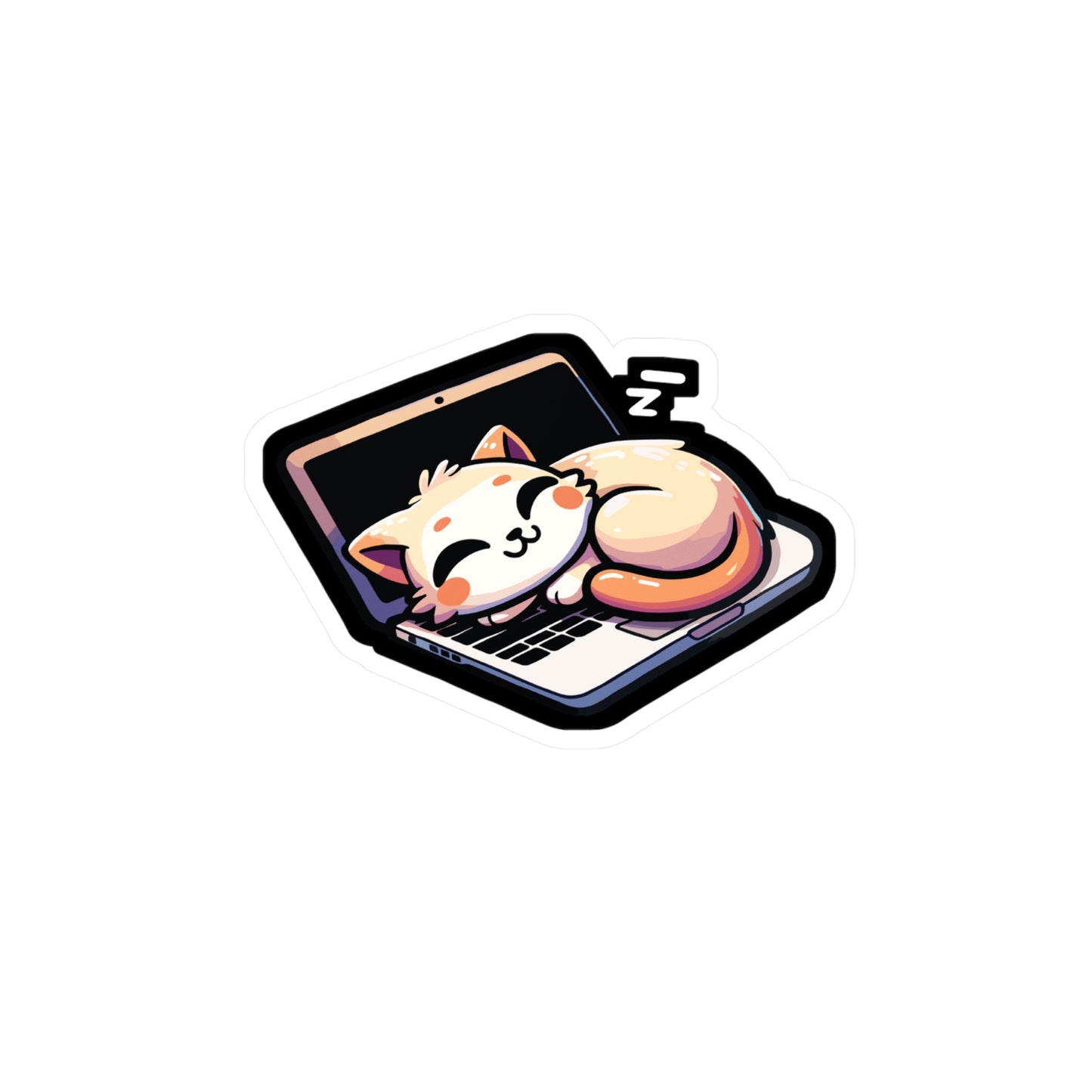 Cat sleeping at Laptop - Cat Sticker for Car Window Laptop Sticker. Water Bottle Sticker, Vinyl Kittens Decal, Cats Sticker - Cat Gift