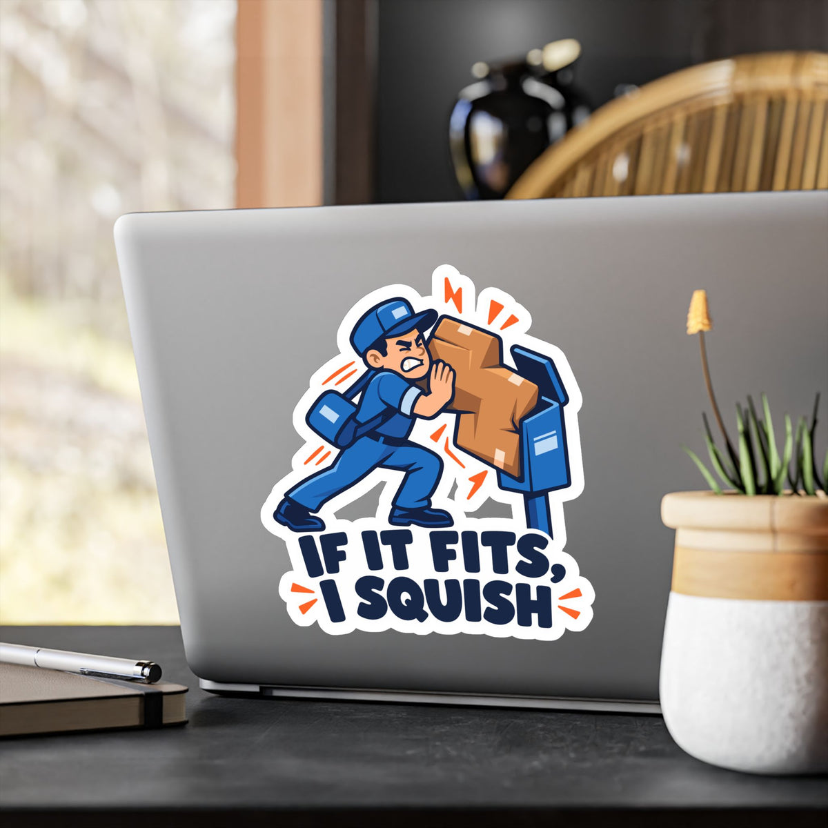 Postal Worker Sticker “If It Fits, I Squish” Funny Rural Carrier Mailbox Decals for Laptop, Water Bottle Waterproof Vinyl