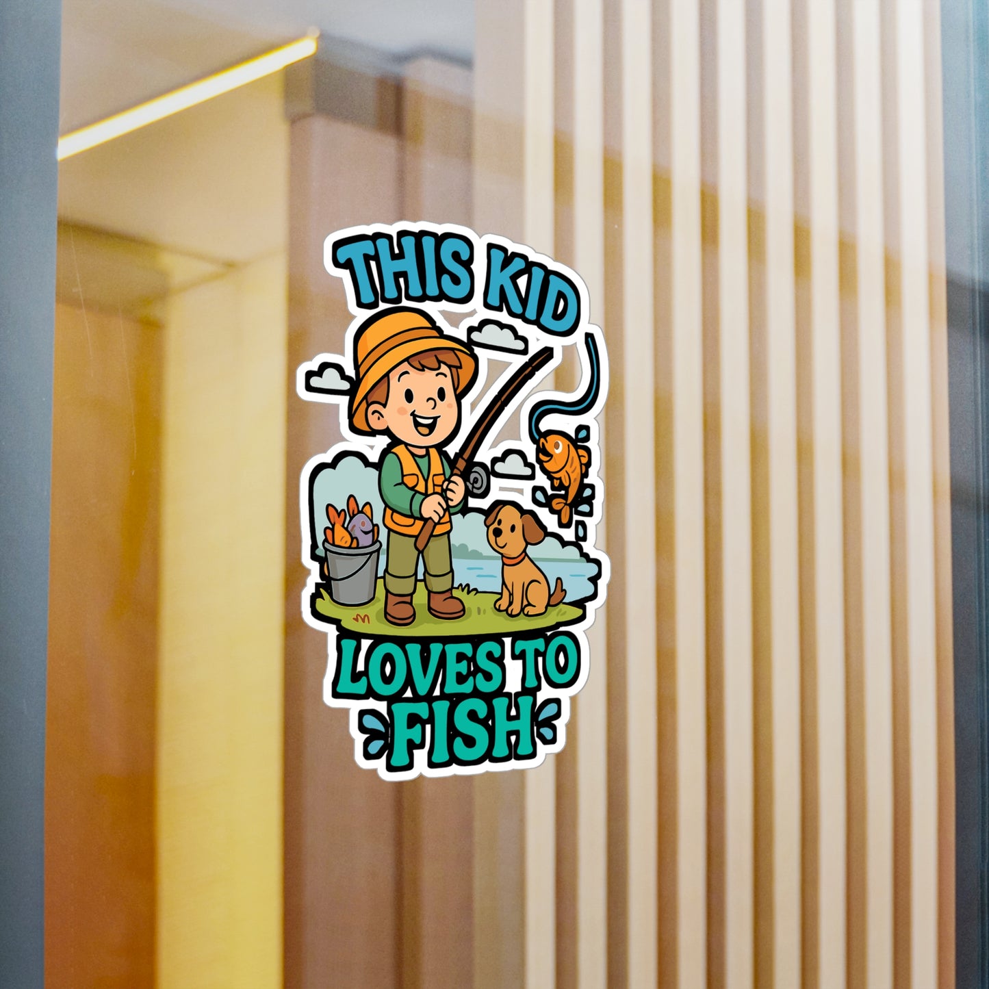 This Kid Loves To Fish - Fishing Sticker for Kids, Laptop, Water Bottle, Gift for Young Anglers