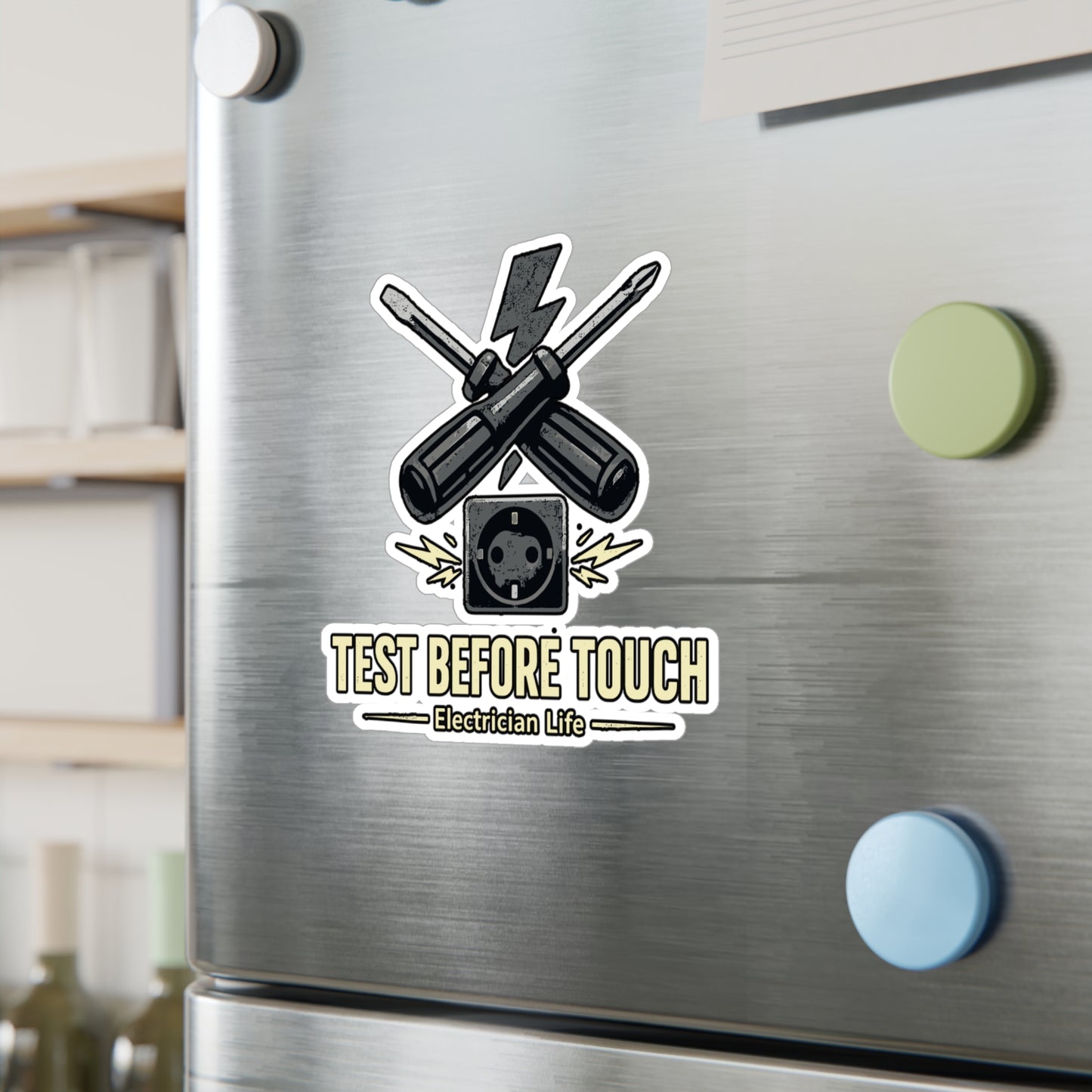 Electrician Sticker Test Before Touch Safety Decals for Cable Wire Stripper Tools, Waterproof Vinyl for Toolbox Laptop