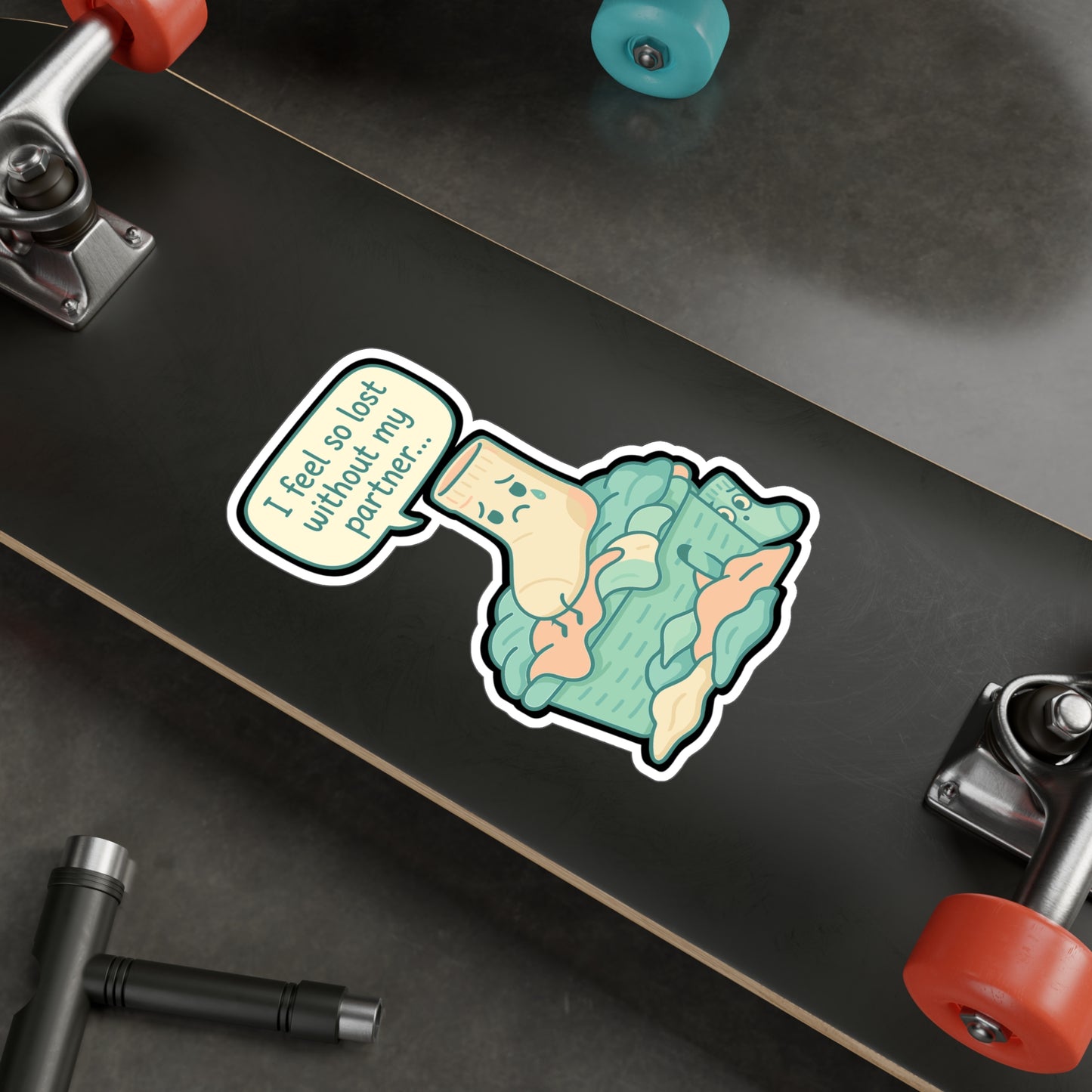 Sock Sticker - "I Feel So Lost Without My Partner" Decals for Laundry Room, Waterproof Vinyl Sticker for Laptop, Addresses Loneliness & Separation