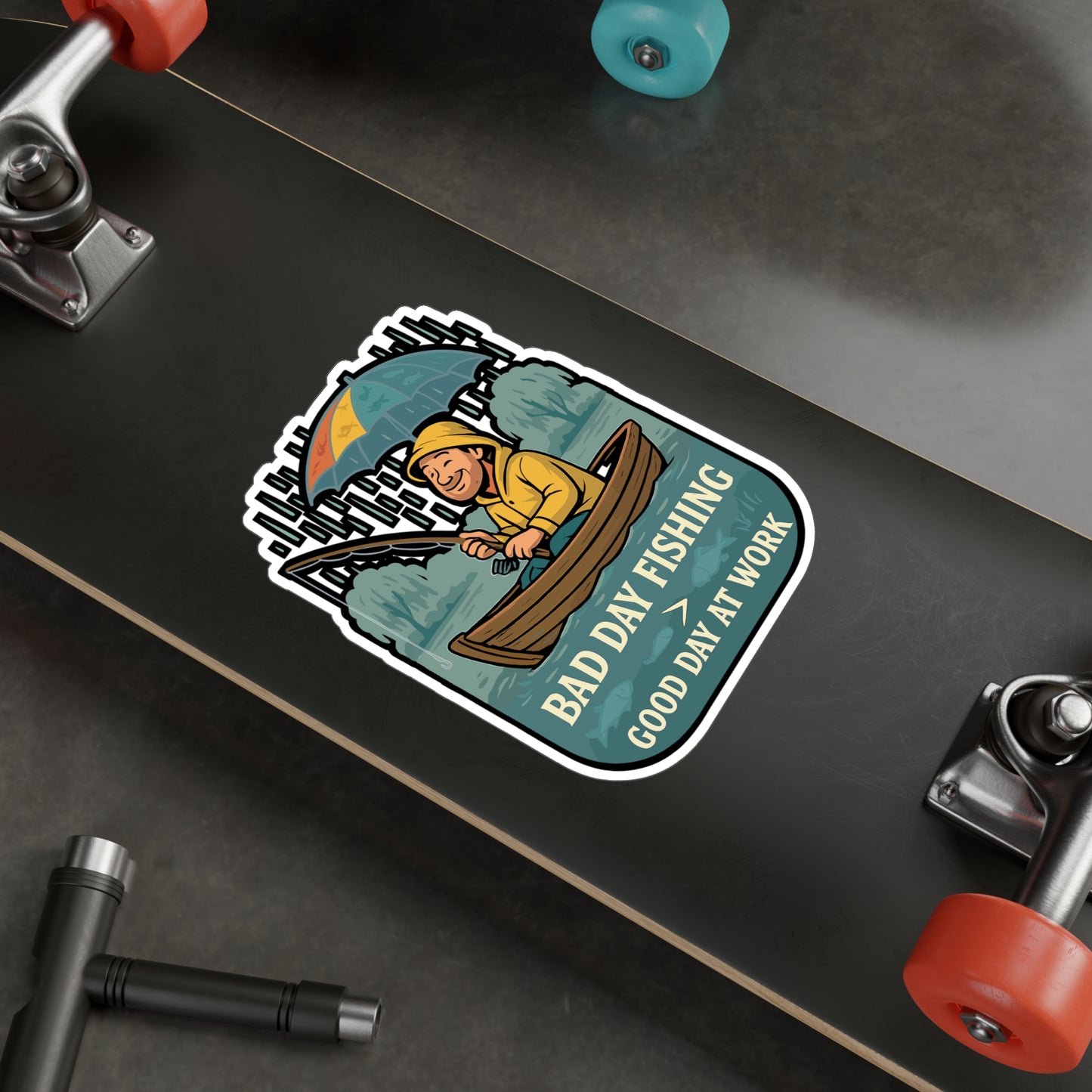 Fishing Sticker – "Bad Day Fishing > Good Day At Work" Vinyl Decals for Laptop, Water Bottle, Rain Umbrella, Boat, Waterproof Outdoor Decor