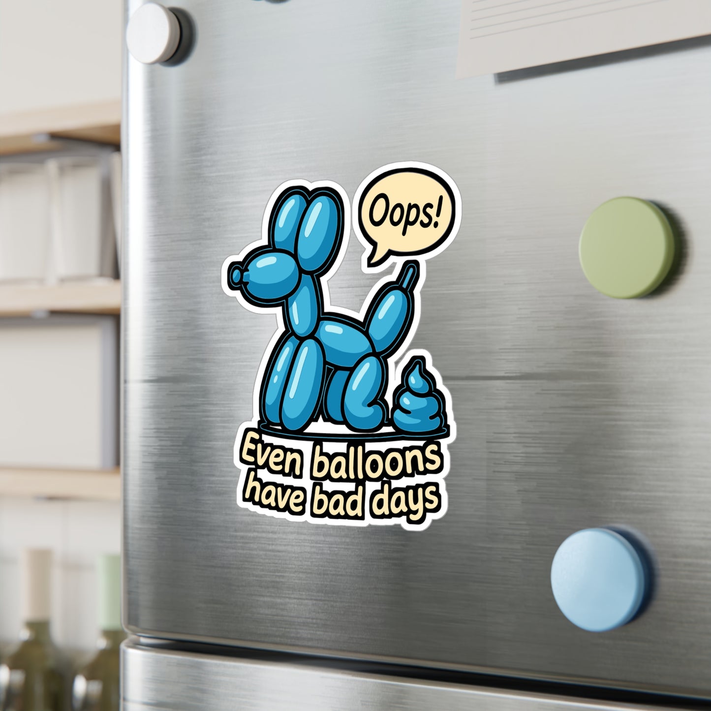 Blue Balloon Dog Poop - Playful Sticker for Laptops, Water Bottles - Fun Gift for Dog Lovers, Teens, Kids