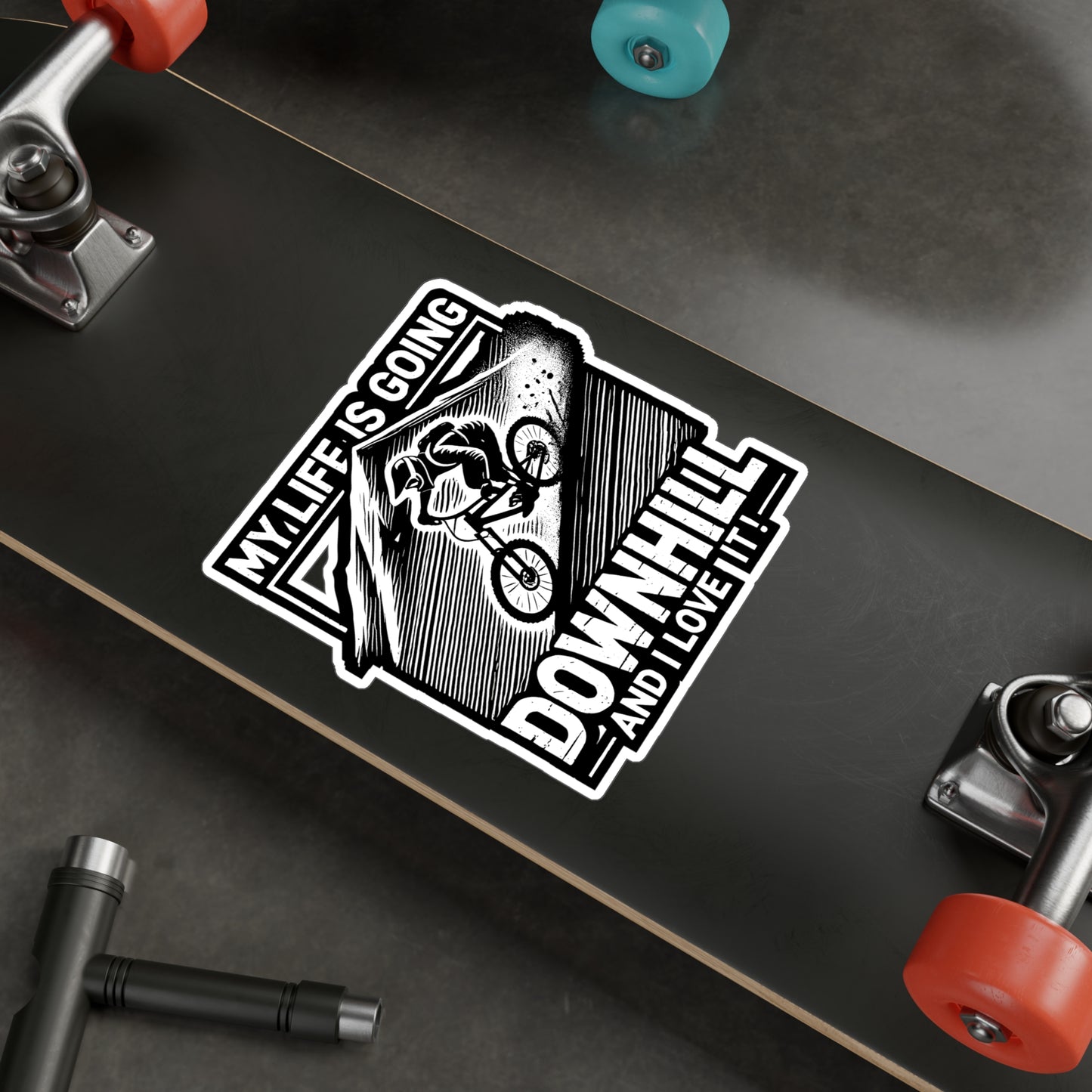 My Life Is Going Downhill - MTB Sticker for Laptop Sticker. Water Bottle Sticker, Vinyl Mountain-biking Decal - MTB Gift