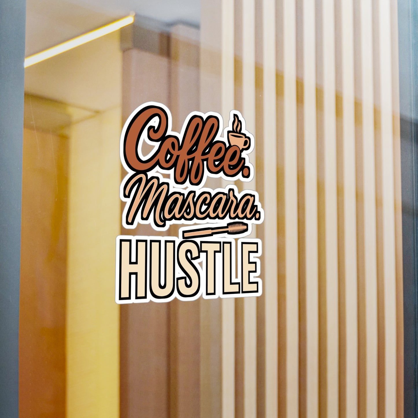 Coffee Mascara Hustle – Vinyl Sticker for Laptop or Water Bottle | Funny Makeup & Coffee Lover Gift