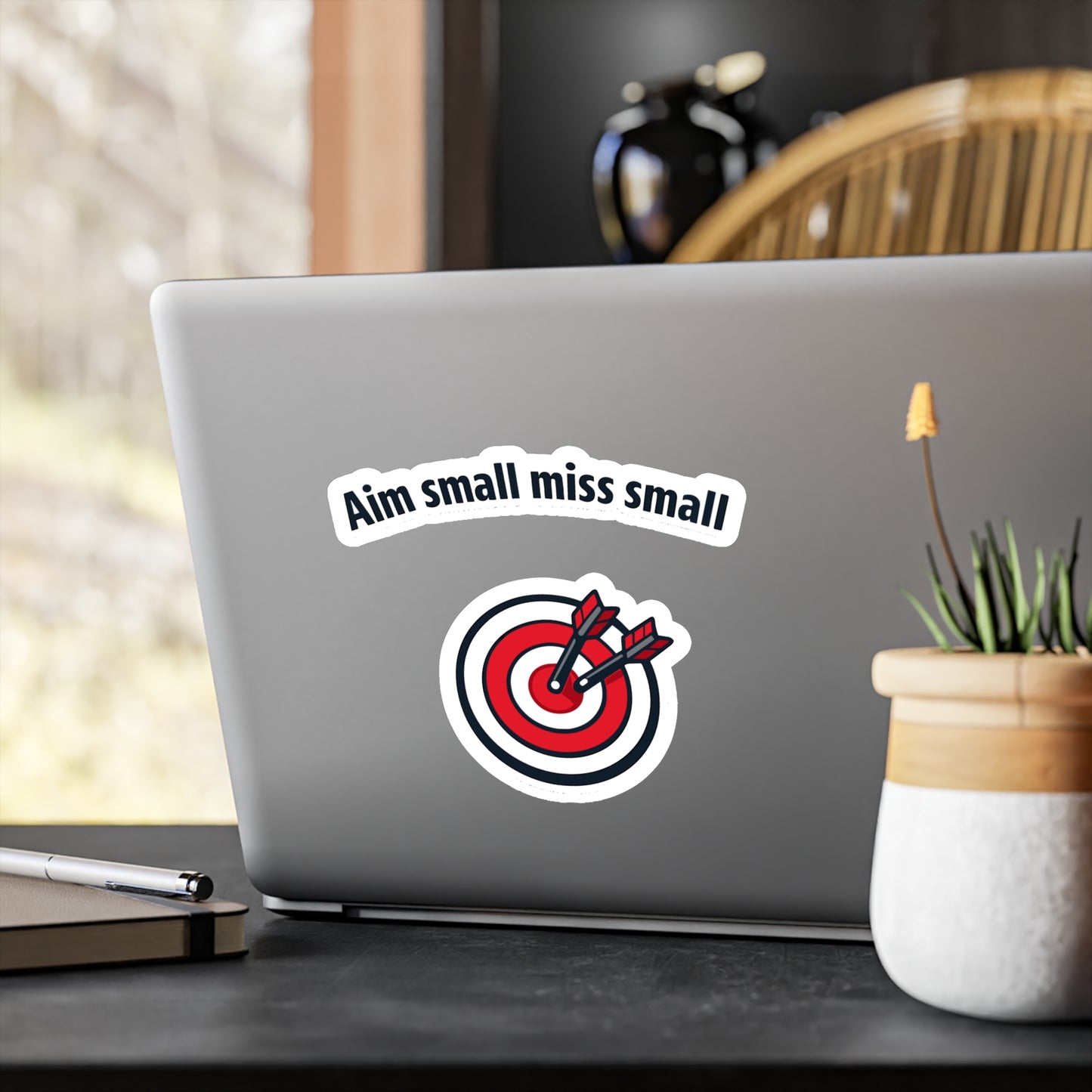 Archery Sticker Aim Small Miss Small Motivational Archer Design, Waterproof Vinyl Decals for Laptop Water Bottle Hunting Shoot