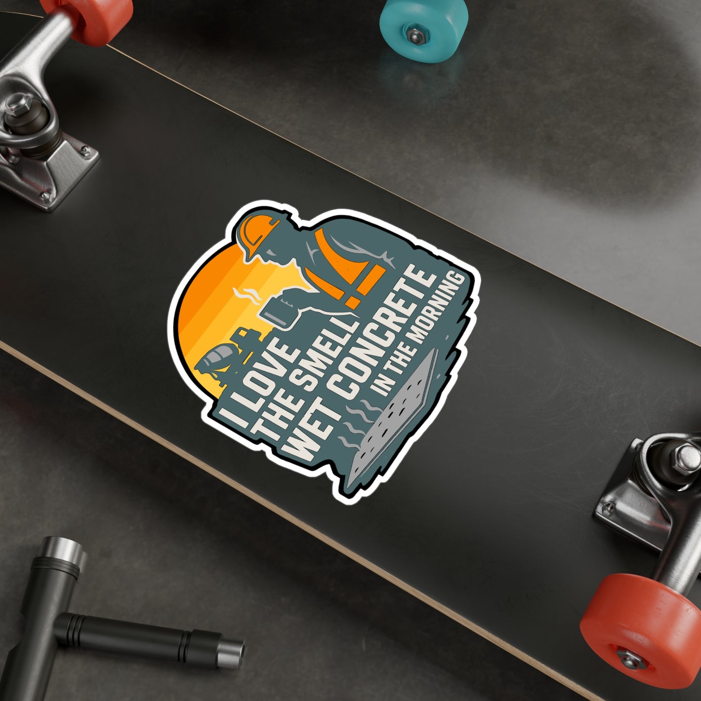 I Love The Smell Of Wet Concrete In The Morning - Concrete Sticker for Laptop, Water Bottle, Gift for Construction Workers
