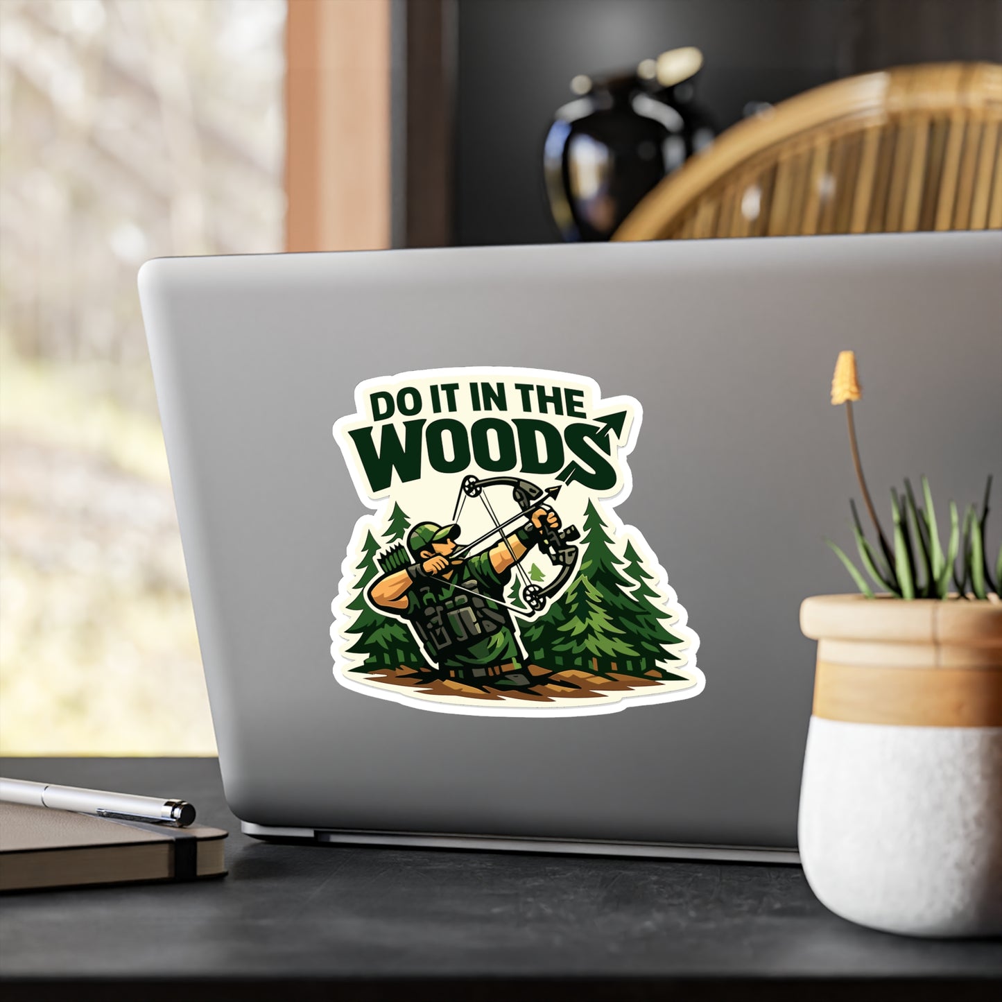 Archery Sticker Do it in the woods Funny Archer Hunting Shoot Design Vinyl Waterproof Decals for Laptop Water Bottle