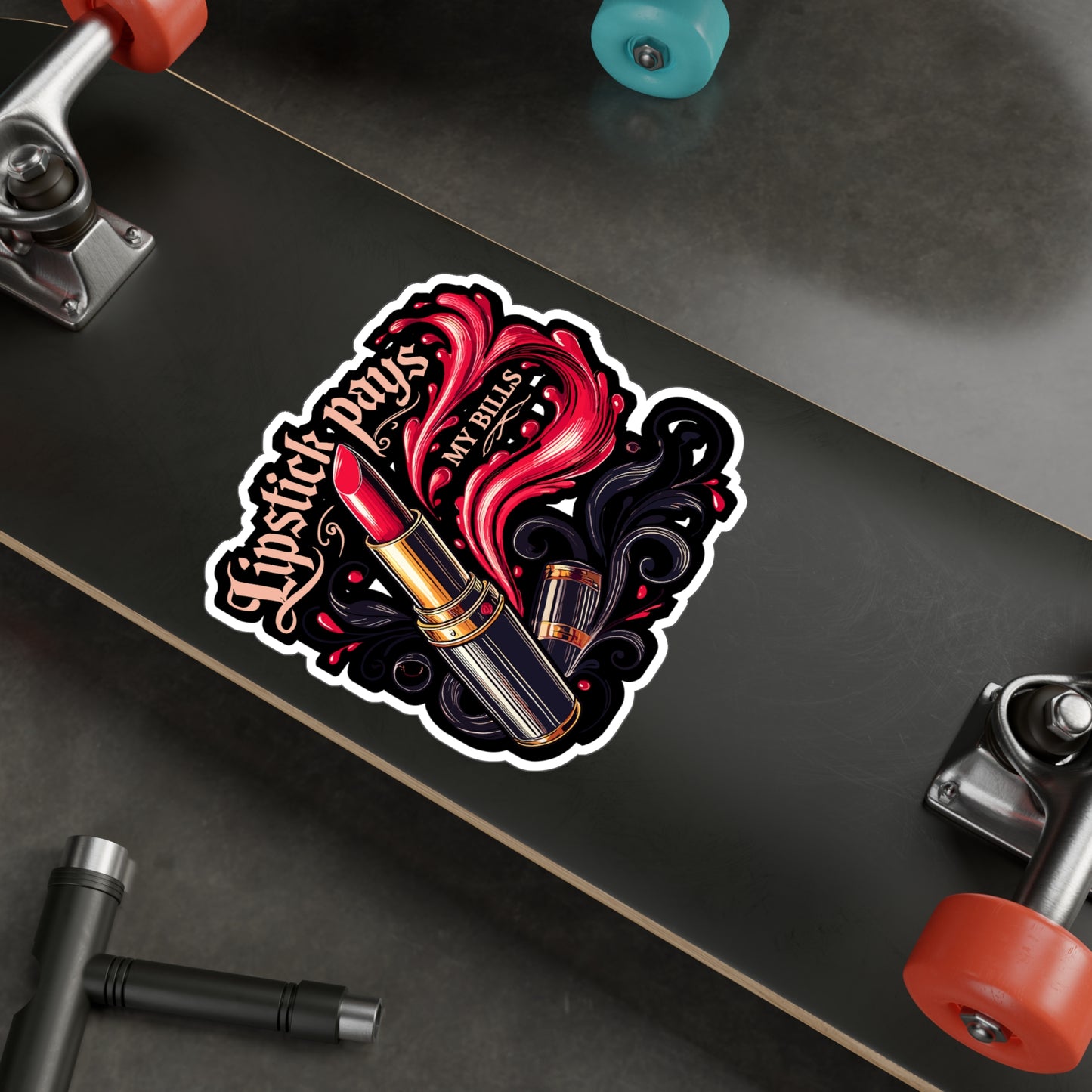 Lipstick Pays My Bills - Lipstick Sticker for Laptop Sticker. Water Bottle Sticker, Vinyl Beauty Decal - Lipstick Gift