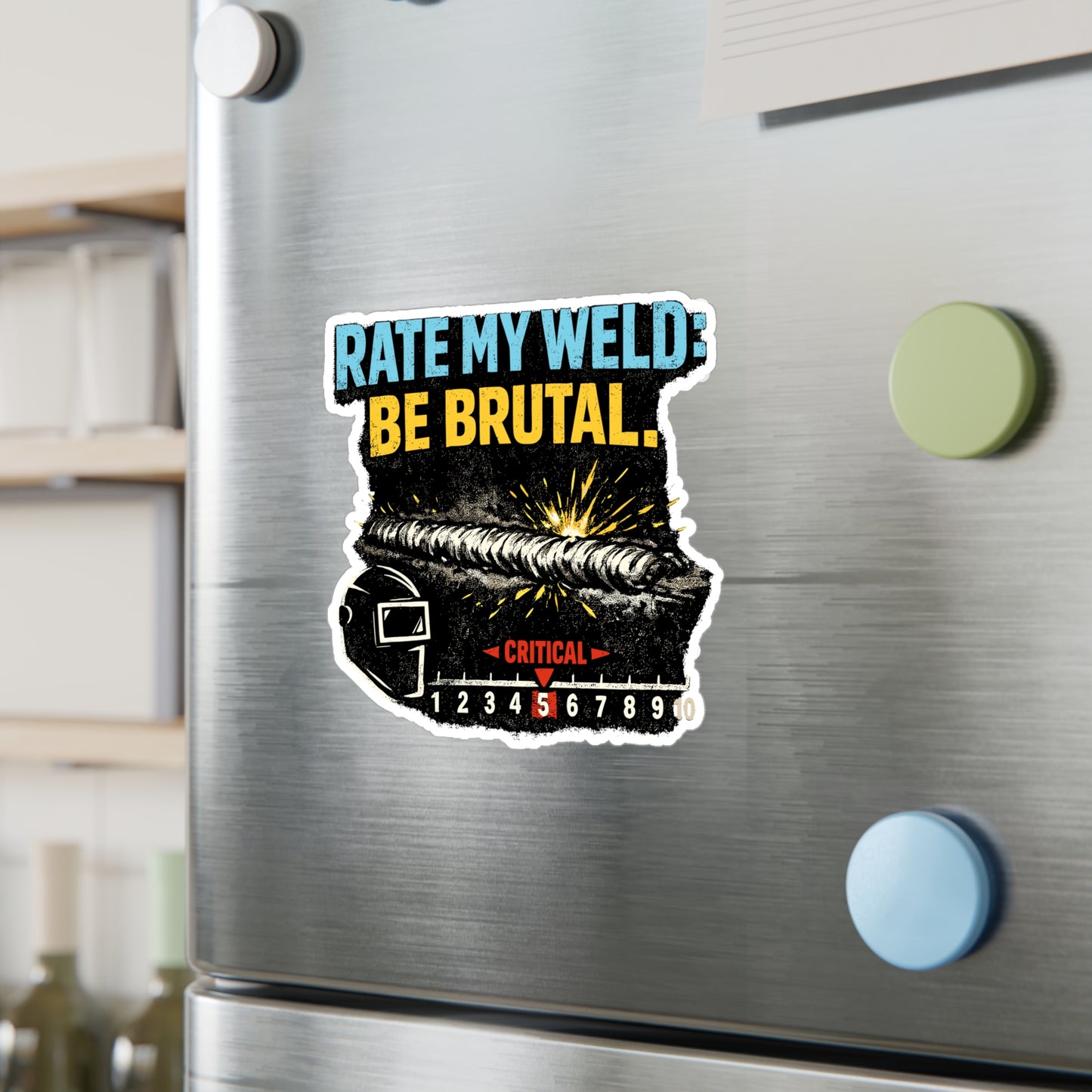 Welder Sticker “Rate My Weld: Be Brutal” Funny Welding Decals for Fabricator, Waterproof Vinyl for Laptop, Water Bottle