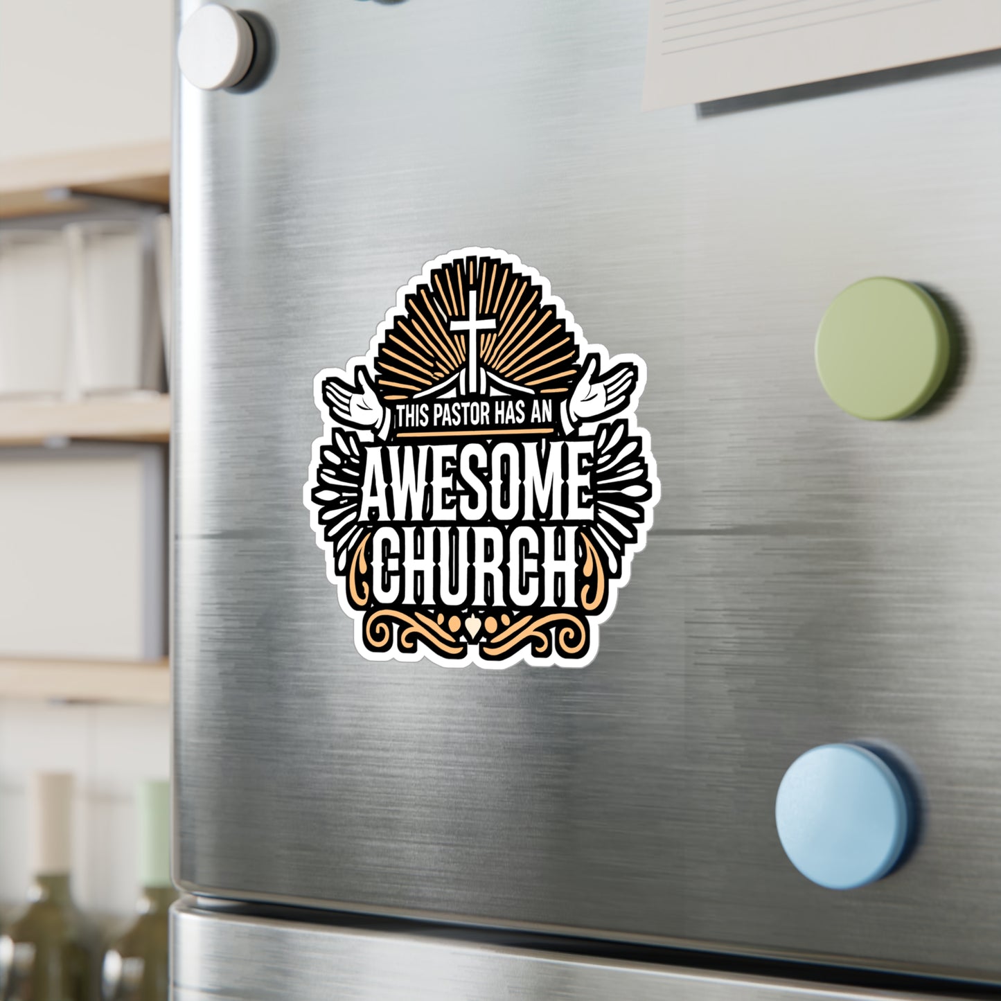 This Pastor Has An Awesome Church – Vinyl Sticker for Laptop or Water Bottle | Ministry Gift, Pastor Appreciation Decal