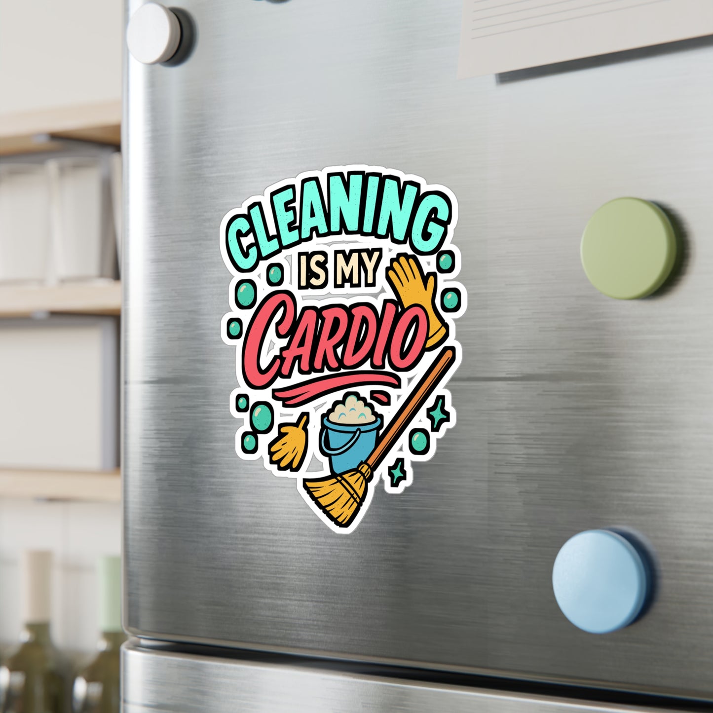 Cleaning Is My Cardio – Funny Housekeeping Sticker for Laptop or Water Bottle | Vinyl Decal, Maid Gift, Cleaner Accessory