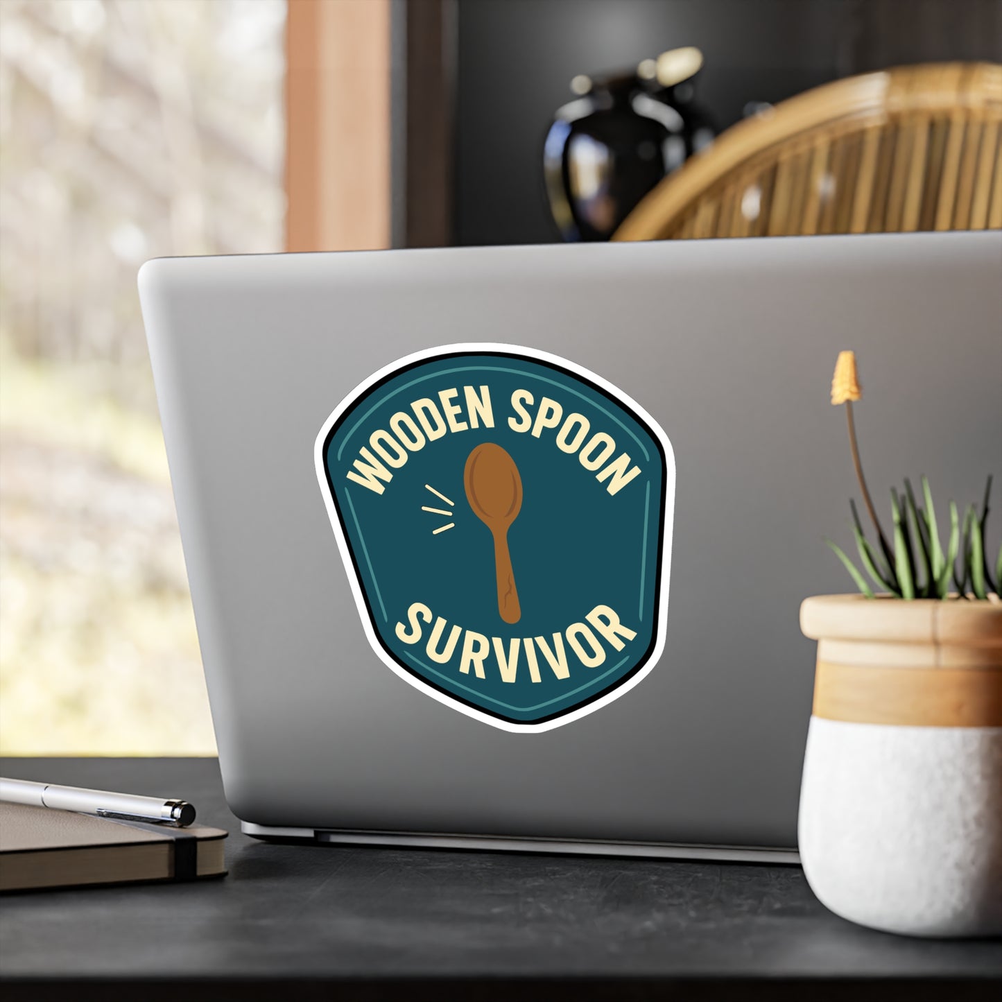 Wooden Spoon Survivor - Nostalgia Sticker for Laptops, Water Bottles - Funny Gift for Adults, 90s Kids, Retro Humor