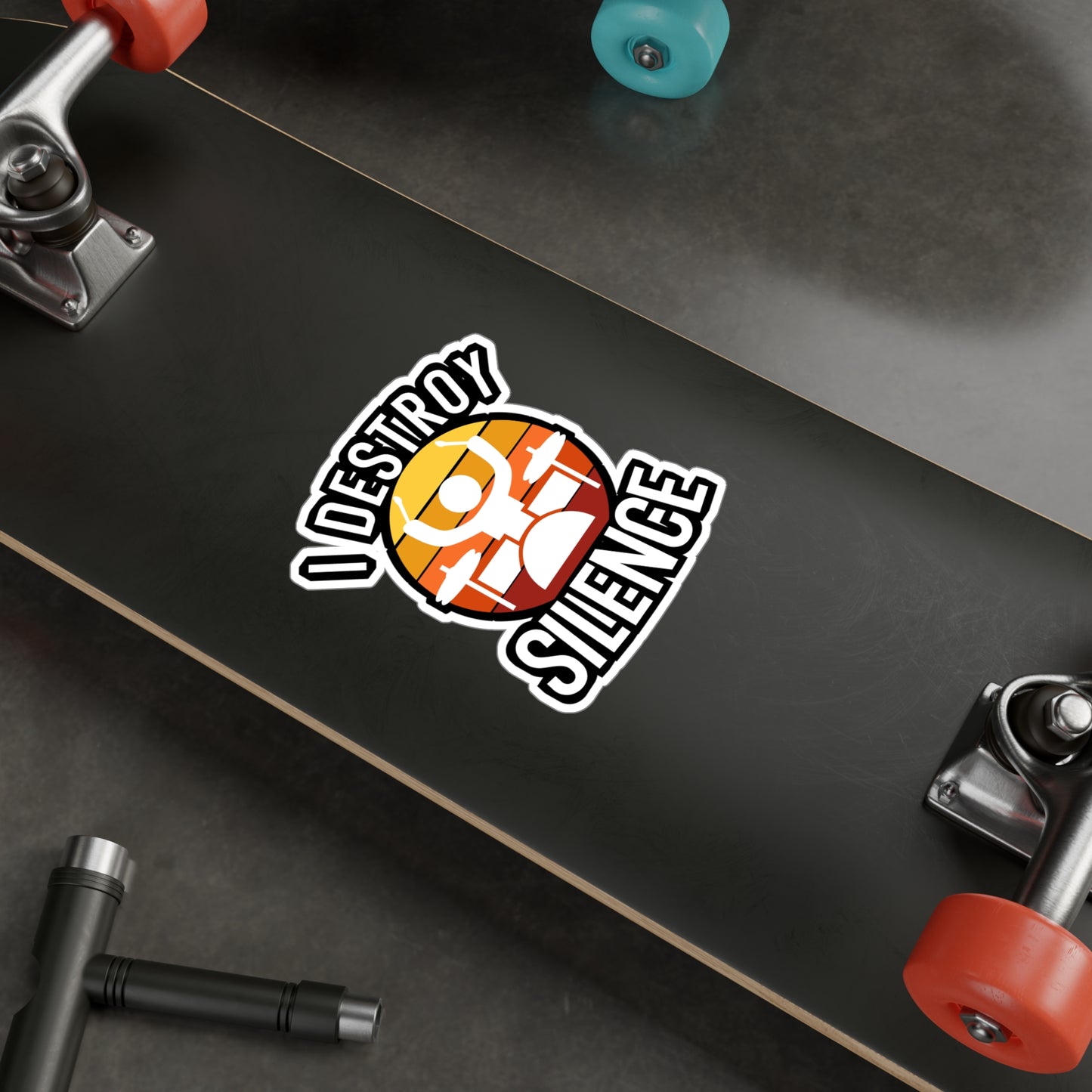 I destroy silence - Drums Sticker for Wall, Laptop, Window, Truck, Car Drums Gift Vinyl Drummer Decal Sticker