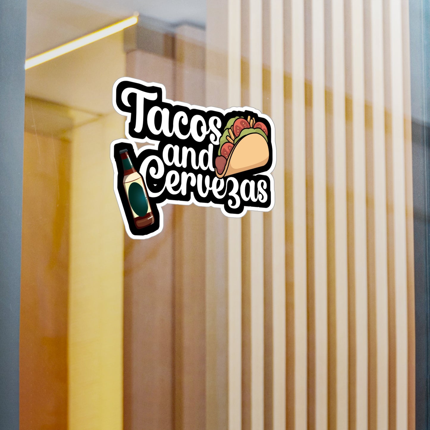 Tacos and Cervezas - Taco Sticker for Wall, Laptop, Window, Truck, Car Taco Gift Vinyl Tacos Decal Sticker