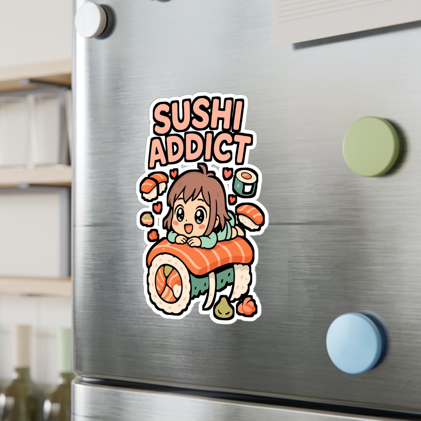 Sushi Addict – Vinyl Sticker for Car, Laptop, or Water Bottle | Japanese Food Decal, Seafood Lover Gift