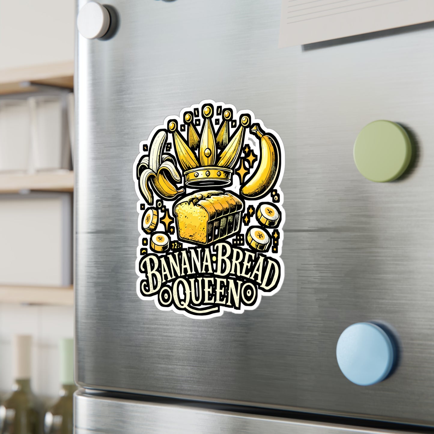 Banana Bread Queen – Vinyl Sticker for Laptop or Water Bottle | Fun Baker Gift | Banana Bread Decal