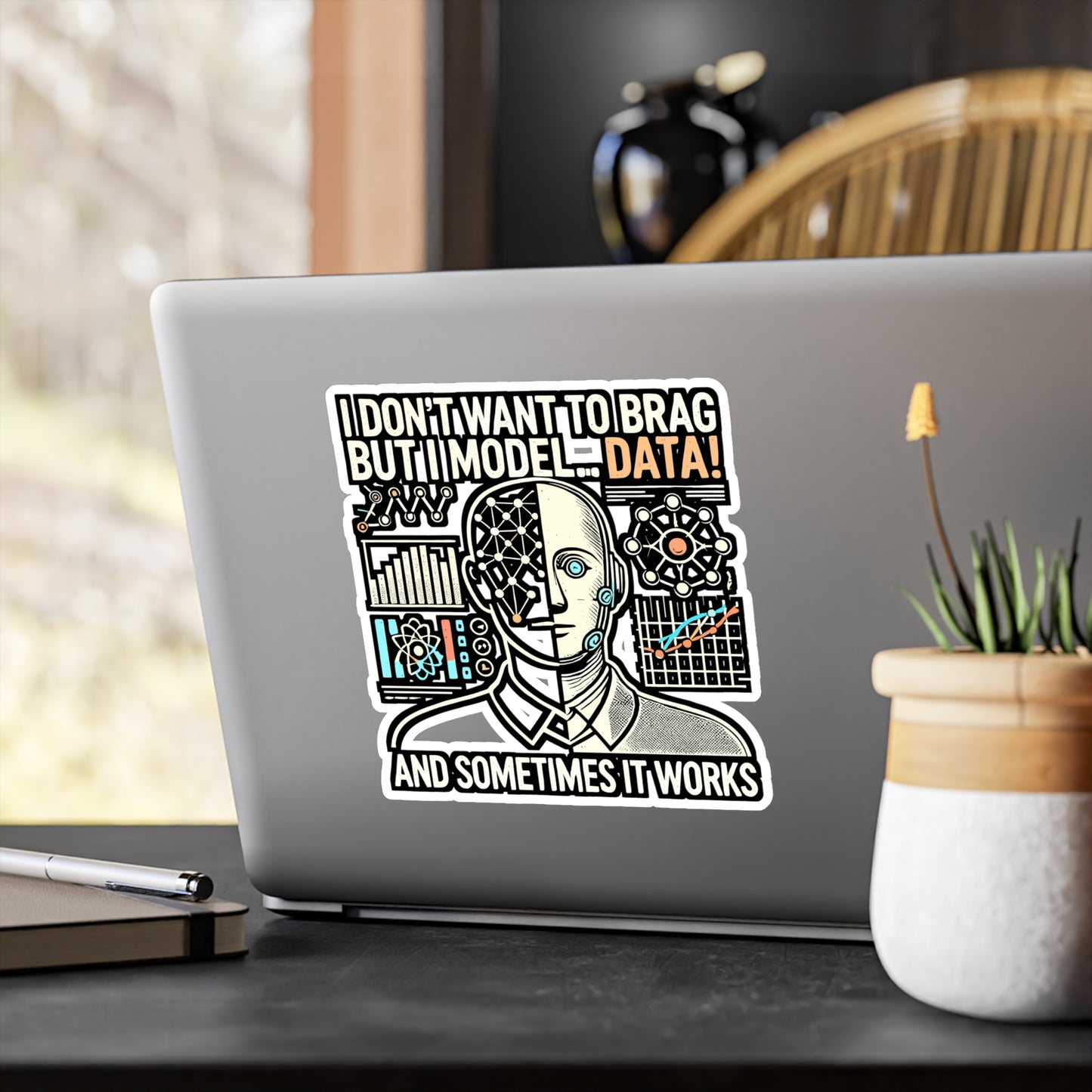 I Don't Want To Brag But I Model – Data Science Sticker for Laptop or Water Bottle | Vinyl Machine Learning Decal | Data Science Gift