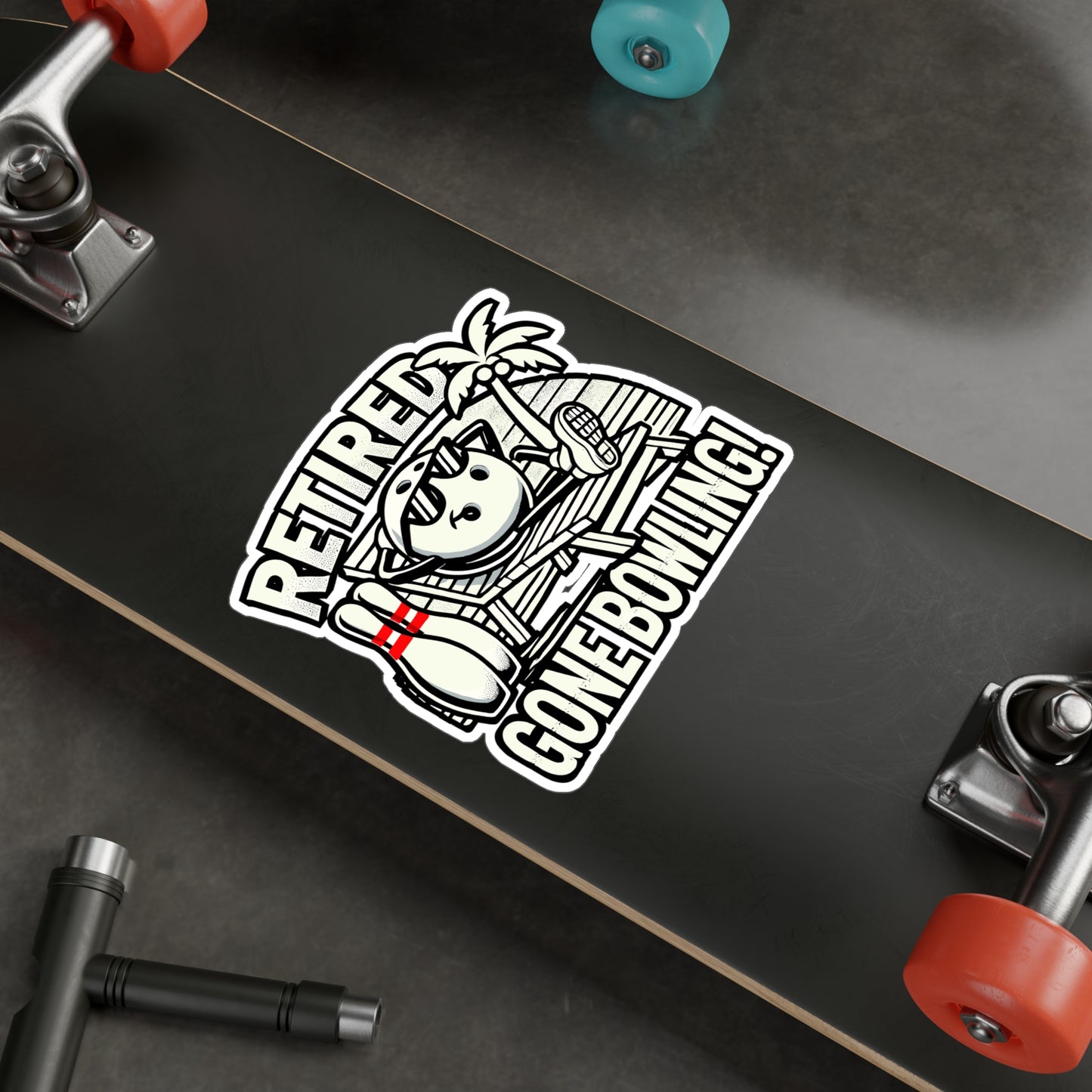 Retired Gone Bowling – Funny Bowling Sticker for Car, Laptop or Water Bottle | Vinyl Strike Decal & Gift for Bowlers