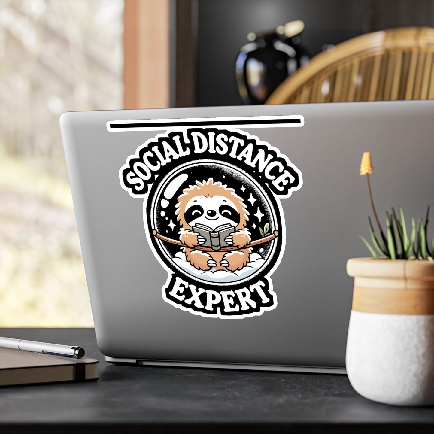 Social Distance Expert - Social distance Sticker for Laptop Sticker. Water Bottle Sticker, Vinyl Sloth Decal - Social distance Gift