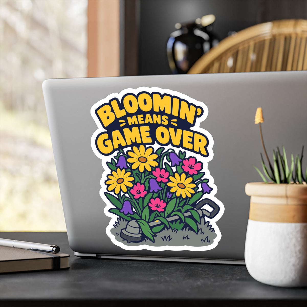 Plants Sticker - Bloomin Means Game Over, Dandelion decals for Nature Lovers and Friendship Gifts, Laptop & Water Bottle