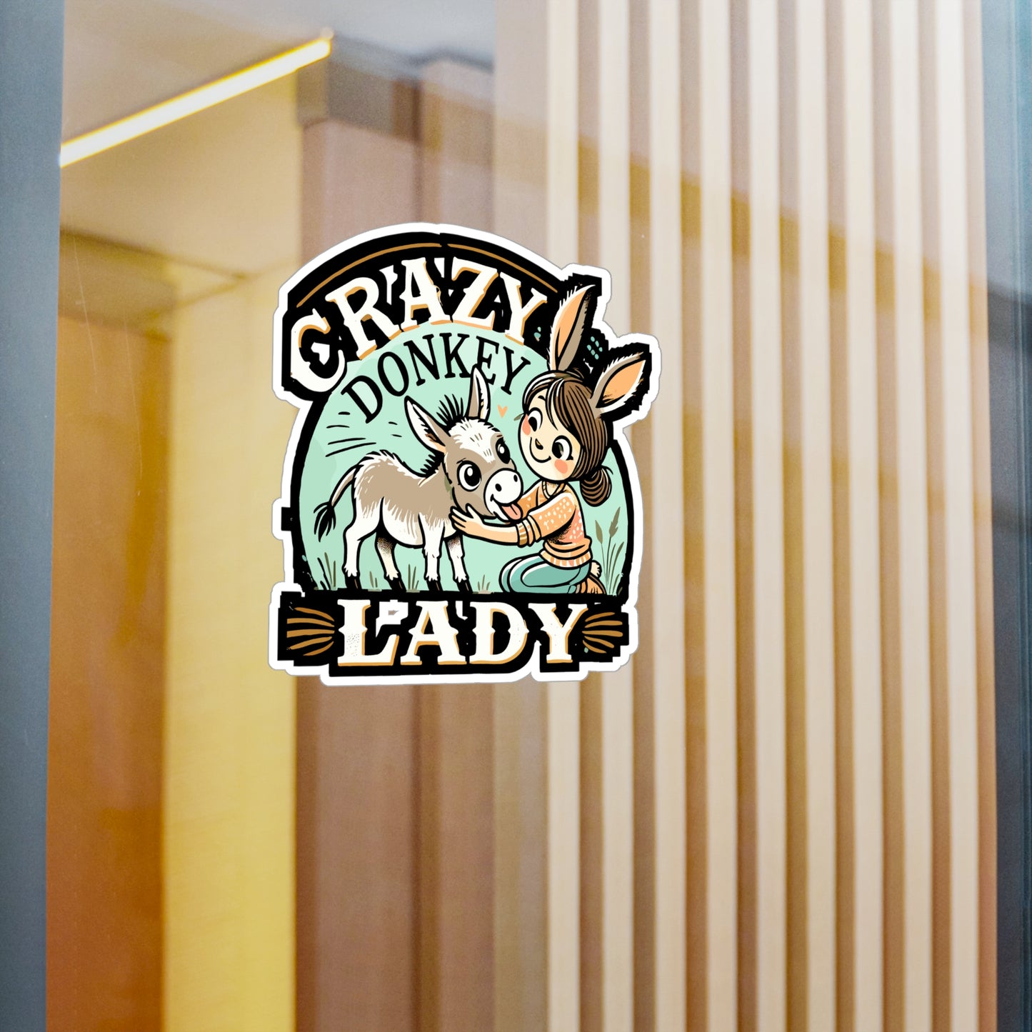 Crazy Donkey Lady - Donkey Sticker for Laptop Sticker. Water Bottle Sticker, Vinyl Animal Decal - Donkey Gift