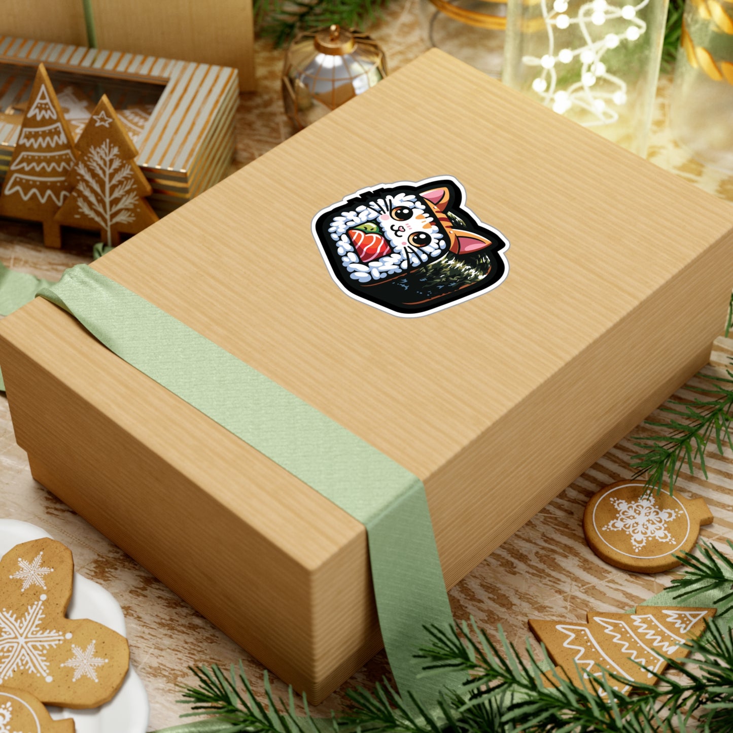 Sushi Cat - Sushi Sticker for Car Window Laptop Sticker. Water Bottle Sticker, Vinyl Fish Decal, Rolls Sticker - Sushi Gift