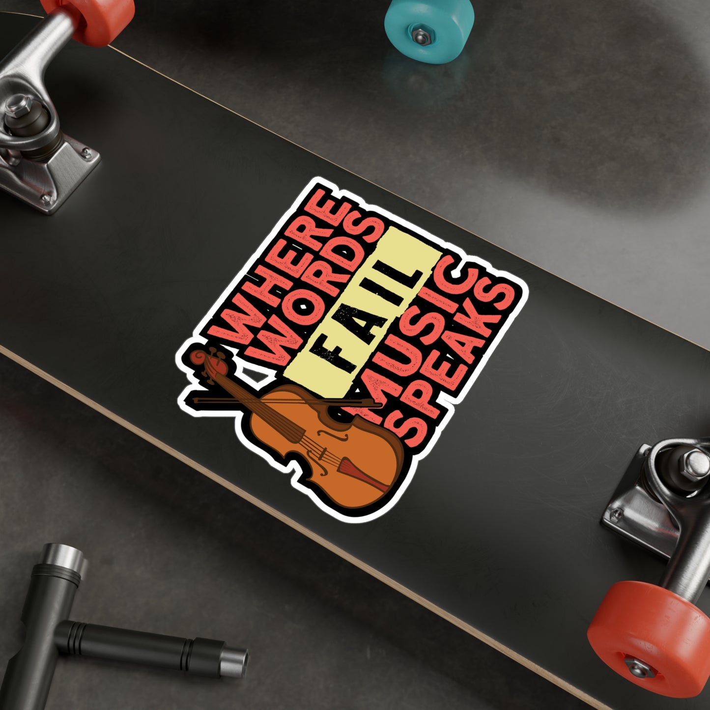 Where Words Fail Music Speaks - Teacher Sticker for Laptop Sticker. Water Bottle Sticker, Vinyl Musical Decal - Teacher Gift