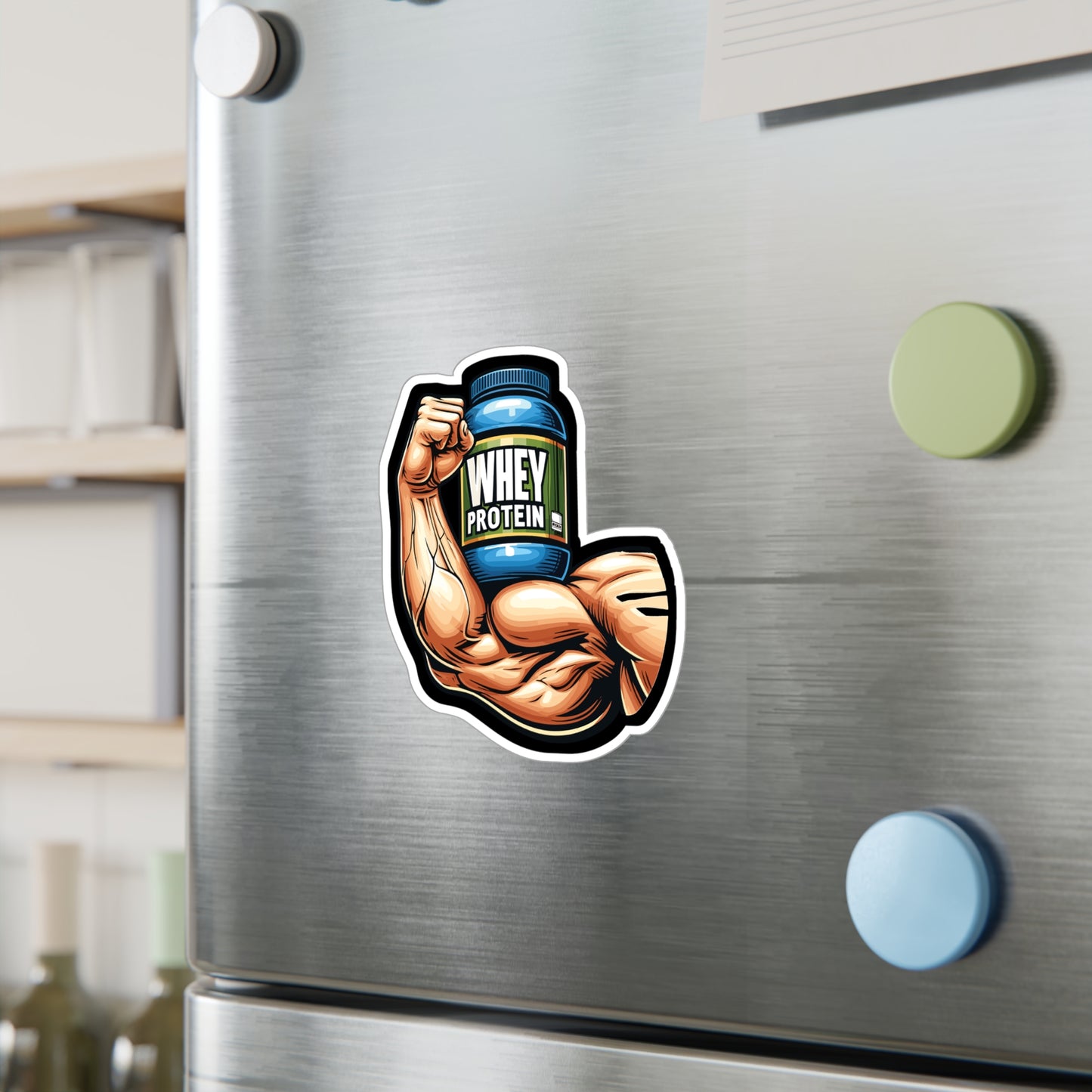 Whey Protein Muscle - Workout Sticker for Car Window Laptop Sticker. Water Bottle Sticker, Vinyl Protein Decal, Whey Sticker - Workout Gift