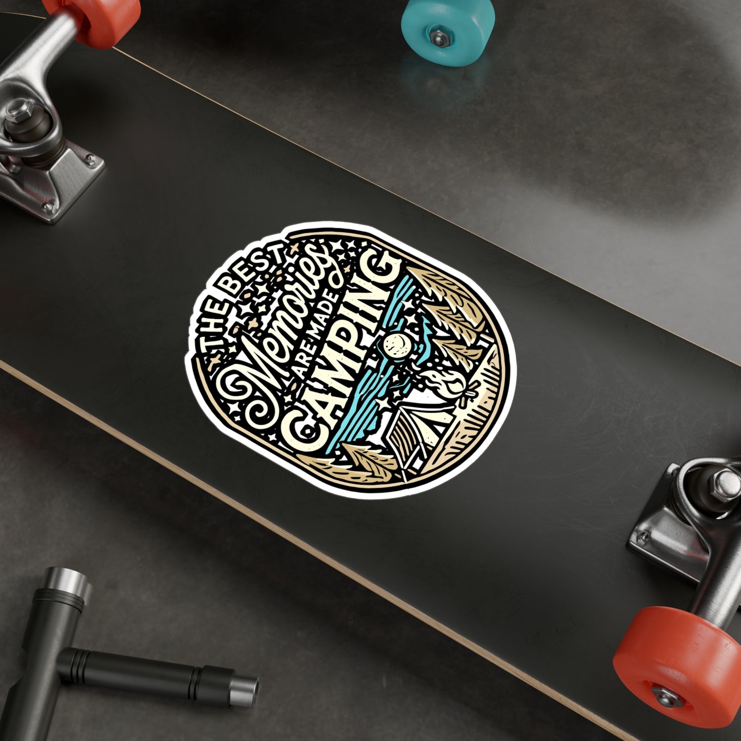 The Best Memories Are Made Camping – Vinyl Sticker for Laptop, Water Bottle or RV | Camper Outdoor Gift