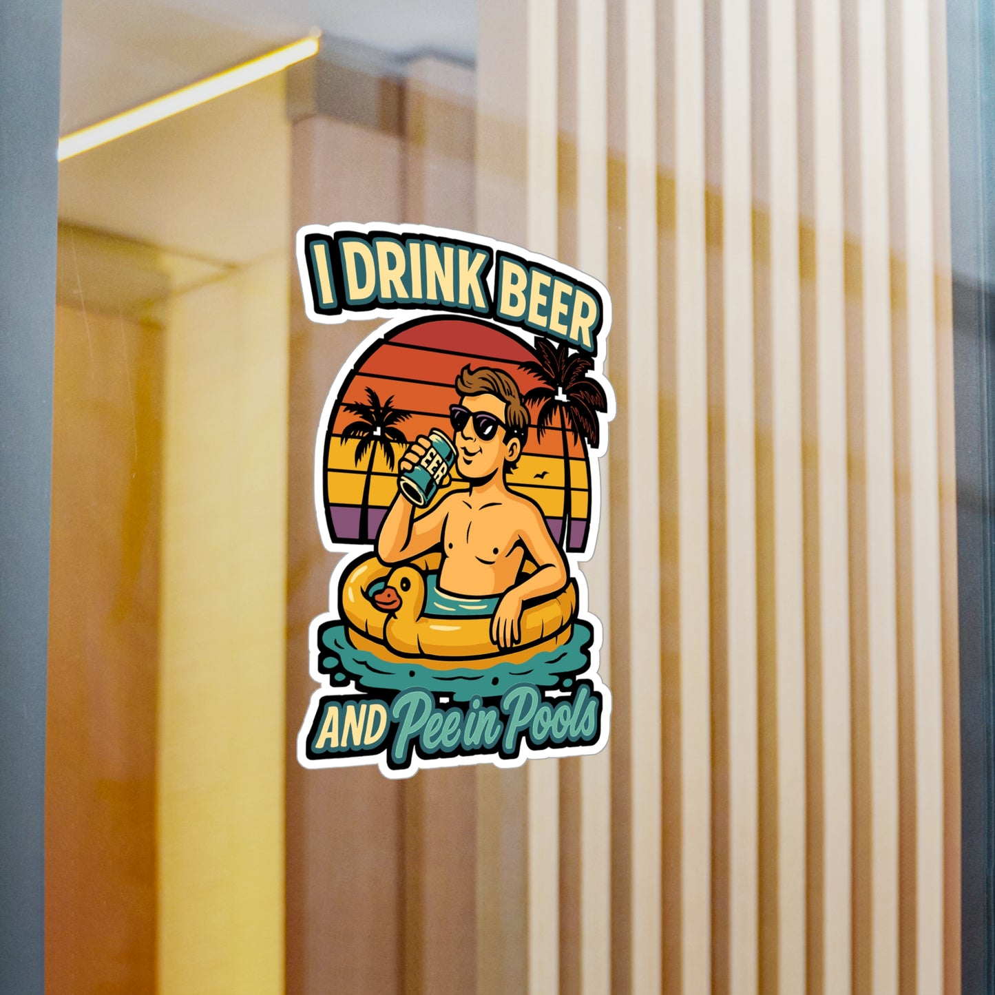 Beer Sticker – Funny "I Drink Beer And Pee In Pools" Decals for Swimmer, Scuba-Diver, Waterproof Vinyl for Laptop, Water Bottle
