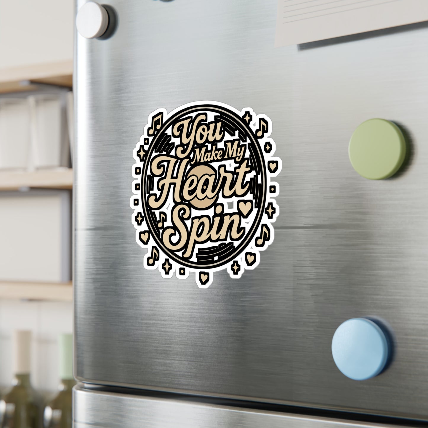 You Make My Heart Spin – Vinyl Record Sticker for Laptop or Water Bottle | Music Lover Gift, Retro Album Decal