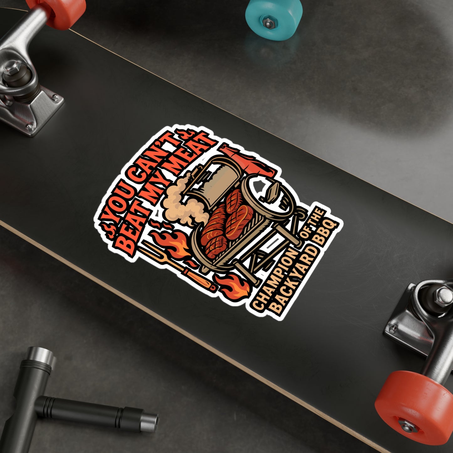 You Can't Beat My Meat – Funny BBQ Sticker | Vinyl Decal for Car, Laptop, Water Bottle, Smoker | Tailgate & Grilling Gift