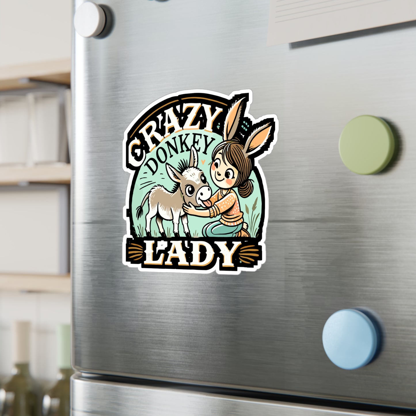 Crazy Donkey Lady - Donkey Sticker for Laptop Sticker. Water Bottle Sticker, Vinyl Animal Decal - Donkey Gift