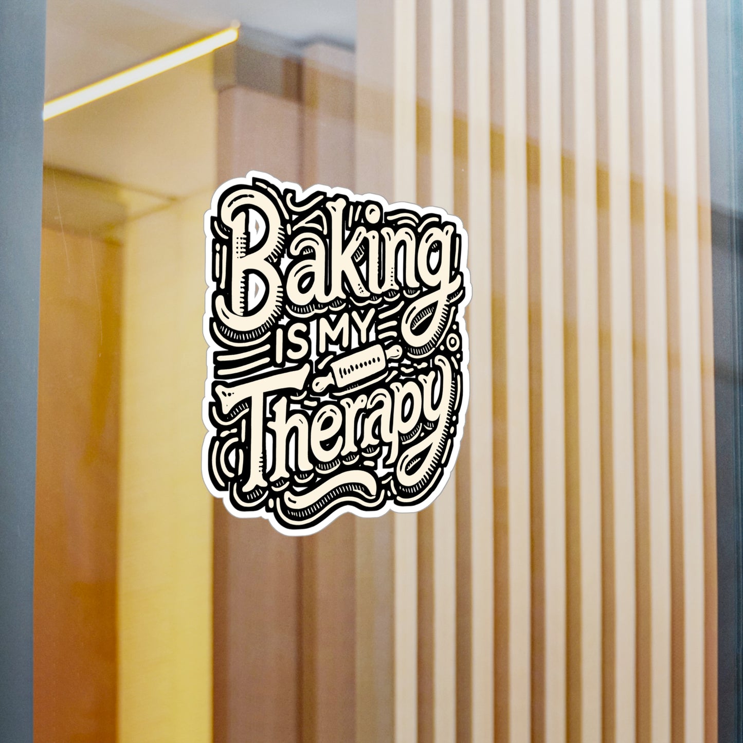 Baking Is My Therapy – Vinyl Sticker for Bakers | Funny Baking Gift for Car, Laptop, Water Bottle