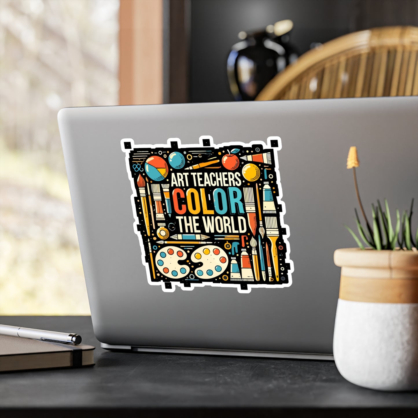 Art Teachers Color The World - Art-teacher Sticker for Car Laptop Sticker. Water Bottle Sticker, Vinyl Artist Decal - Art-teacher Gift