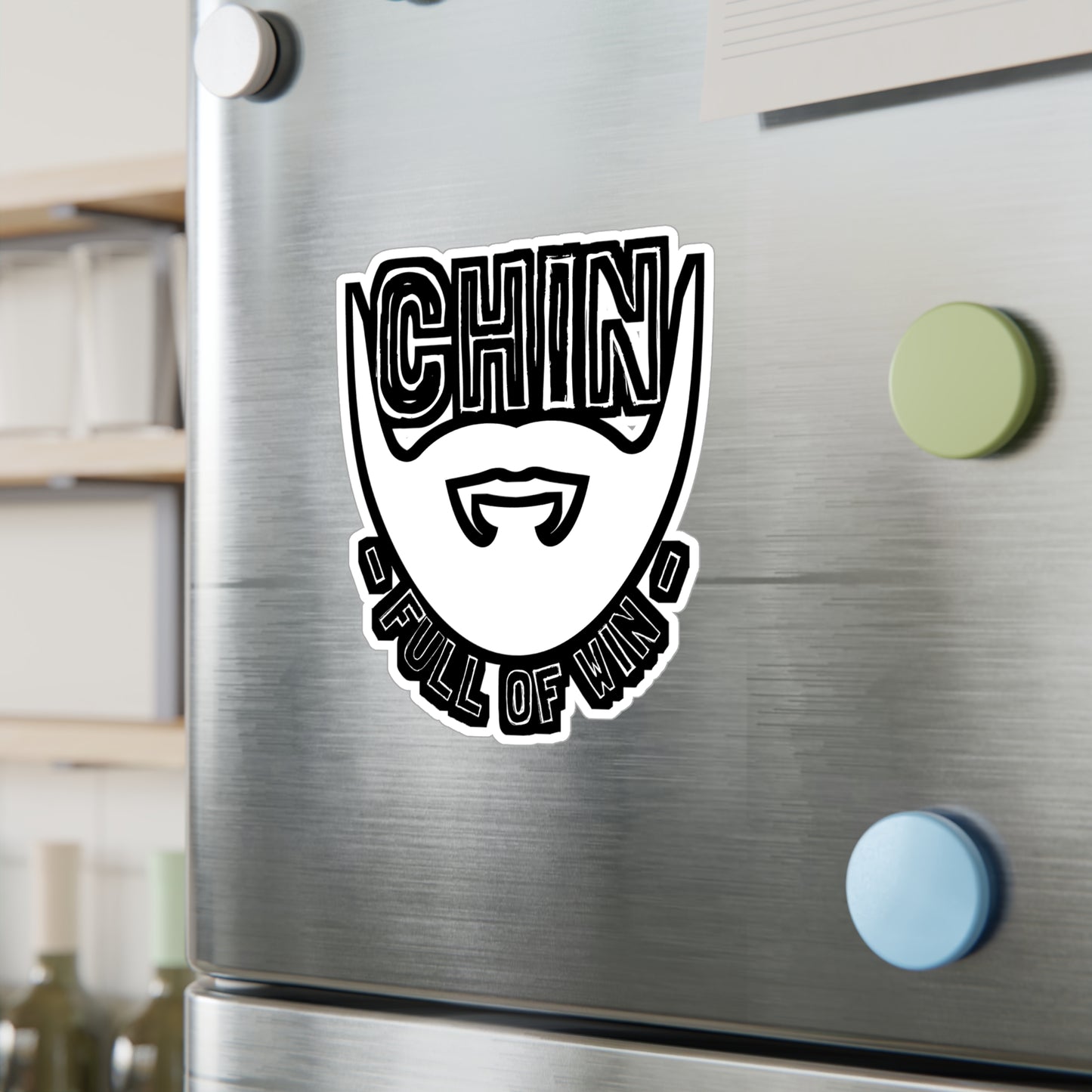 Chin Full Of Win - Beard Sticker for Car Window Laptop Sticker. Water Bottle Sticker, Vinyl Bearded Decal, Man Sticker - Beard Gift