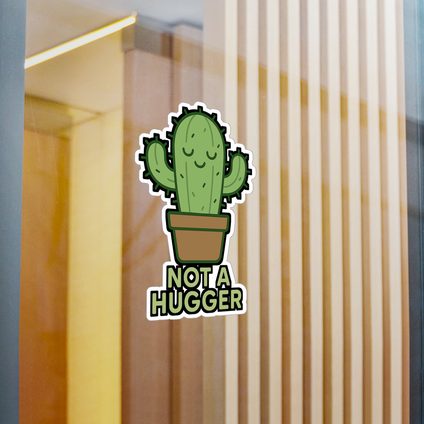 Cactus Sticker "Not A Hugger" Funny Introvert Decal for Laptop or Water Bottle, Sarcastic Awkward Vinyl Waterproof Design
