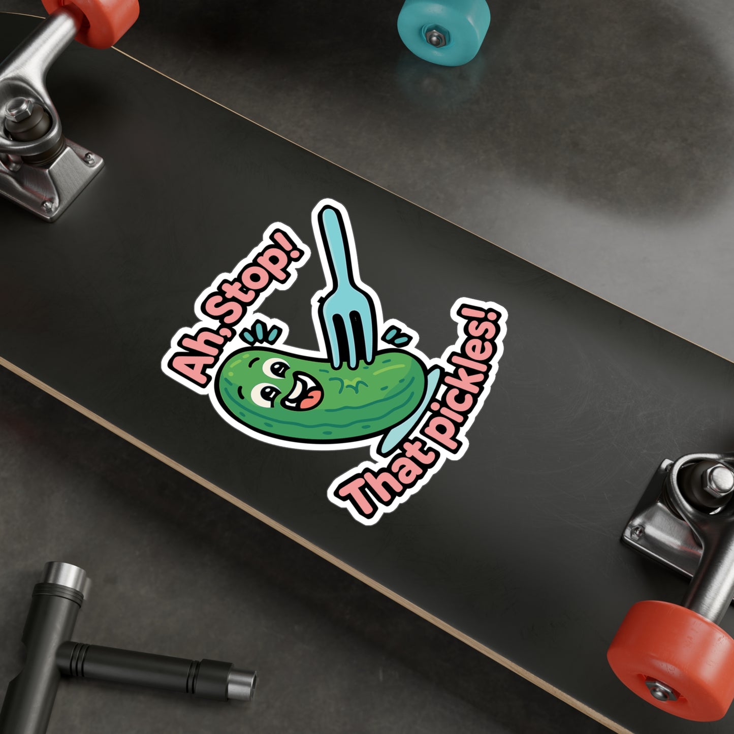 Pickle Sticker – "Ah Stop That Pickles" Quirky Cartoon Decals, Fun Pun Waterproof Vinyl for Laptop, Water Bottle