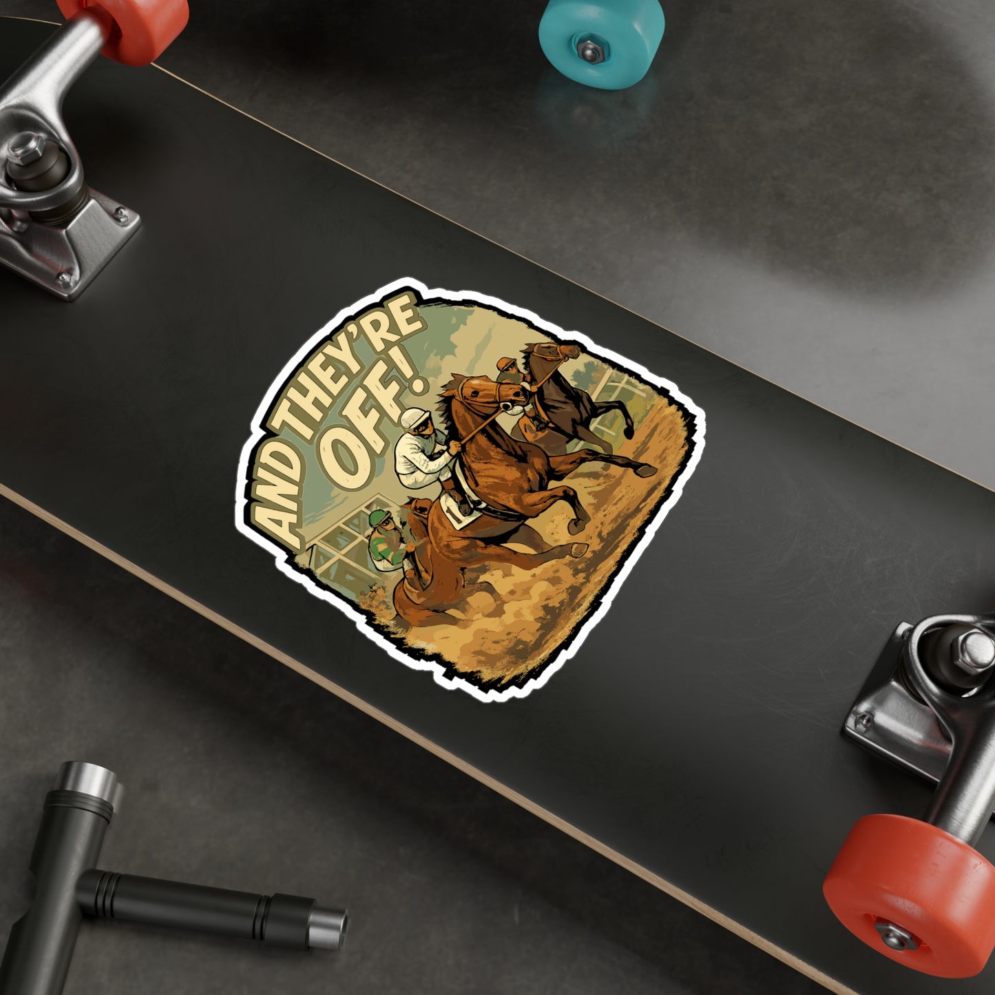 Horse Sticker - "And They're Off" Equestrian Dressage Decals, Waterproof Vinyl Horseback Riding Decor for Laptop, Water Bottle