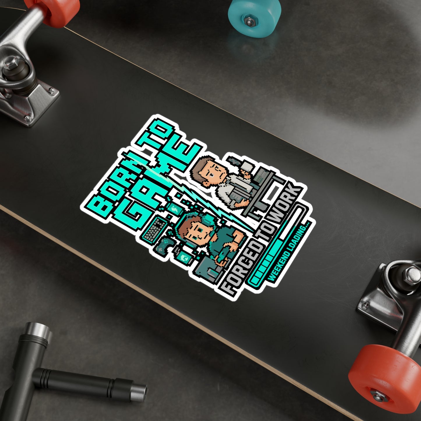 Gaming Sticker "Born To Game Forced To Work" – Funny Gamer Decals for Laptop, Video Games Vinyl, Waterproof for Water Bottle