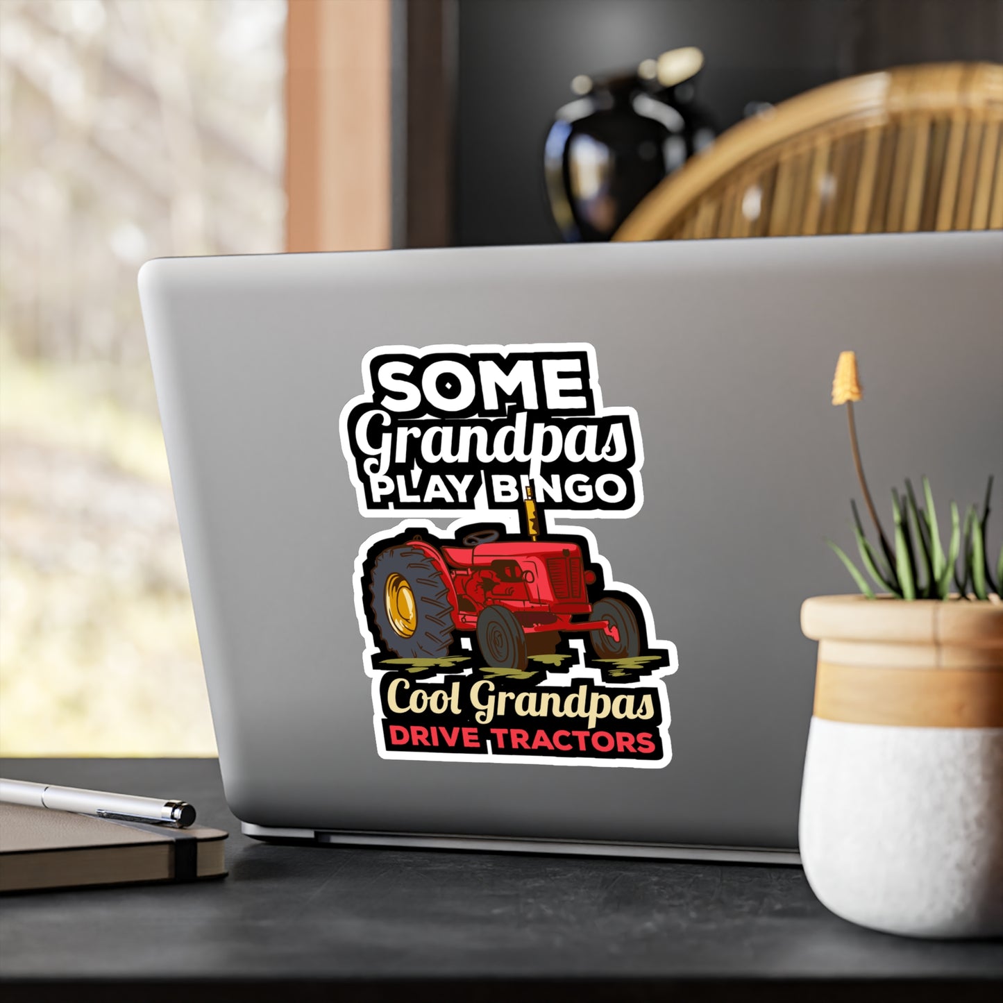 Some Grandpas Play Bingo Cool Grandpas Drive Tractors Farming Grandpa - Farmer Sticker for Laptop Sticker. Water Bottle Sticker, Vinyl Tractor Decal - Farmer Gift