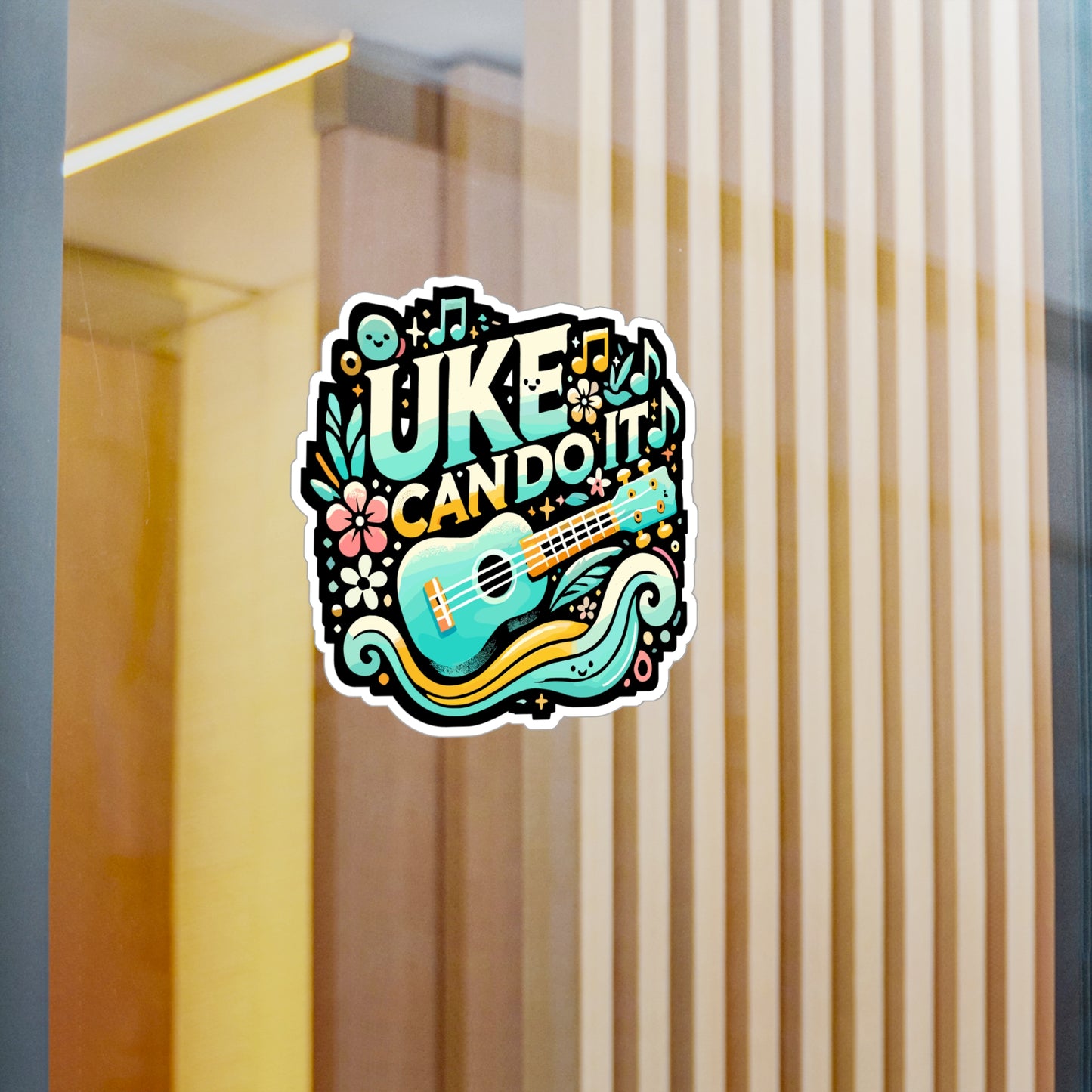 Uke Can Do It - Ukulele Sticker for Car Window Laptop Sticker. Water Bottle Sticker, Vinyl Musician Decal, Uke Sticker - Ukulele Gift