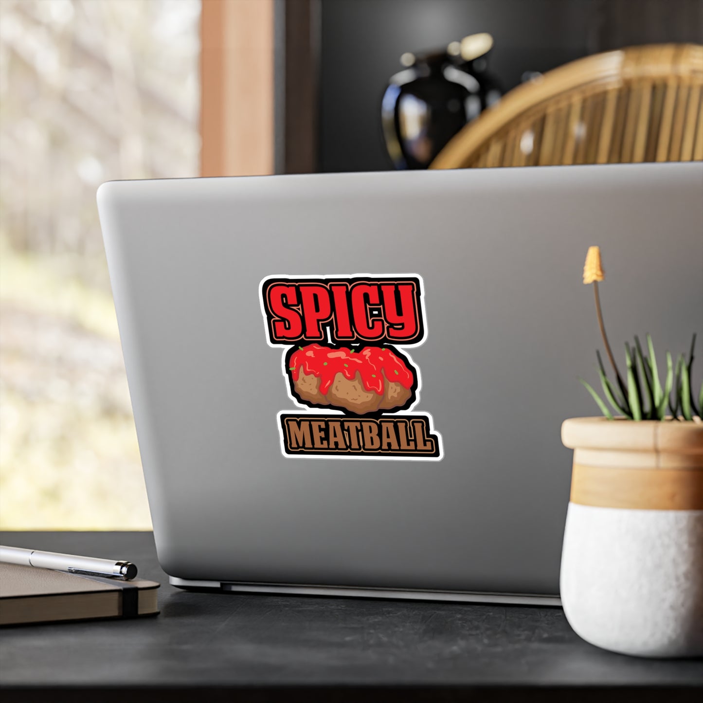 Spicy Meatball - Meatball Sticker for Car Window Laptop Sticker. Water Bottle Sticker, Vinyl Italian Decal, Cuisine Sticker - Meatball Gift