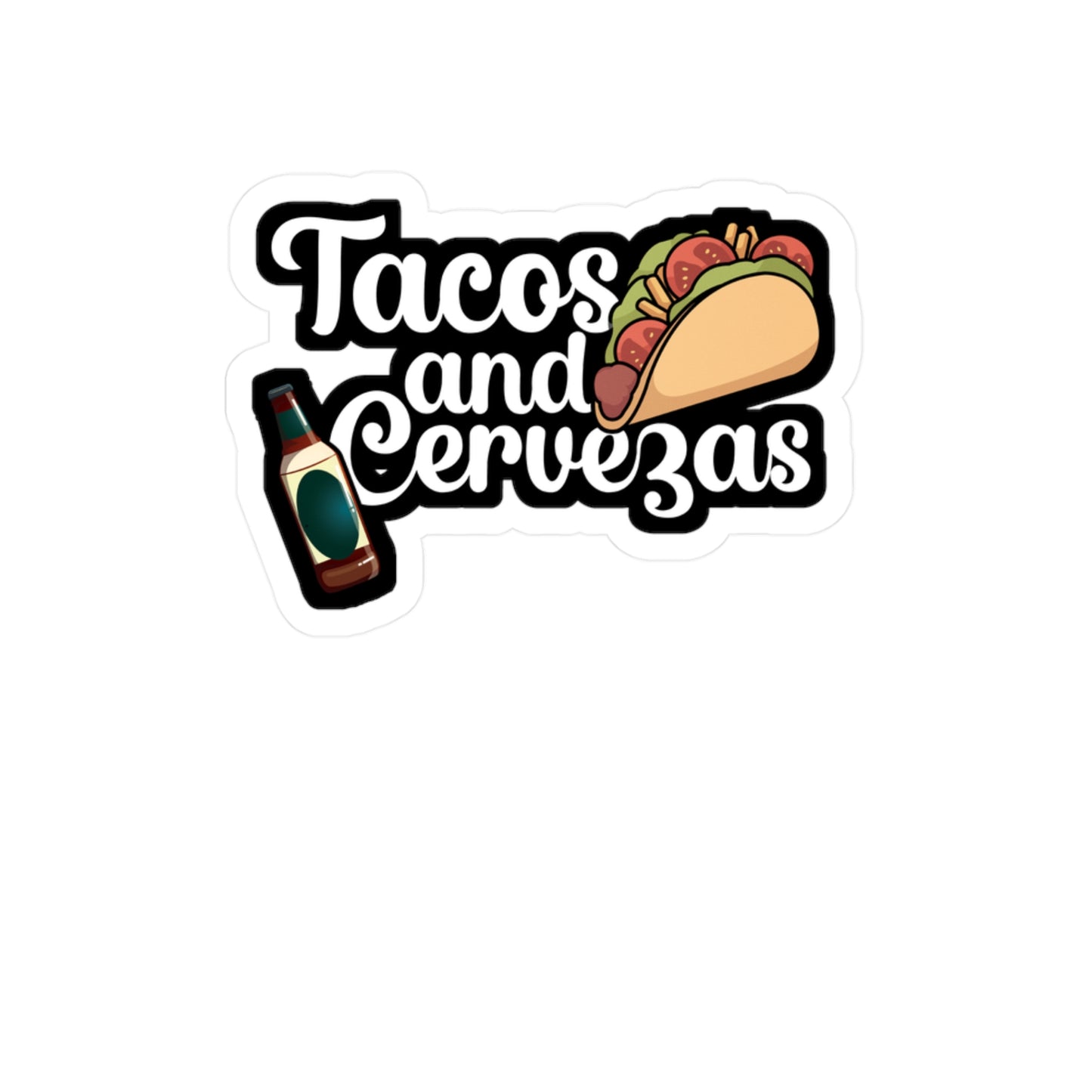 Tacos and Cervezas - Taco Sticker for Wall, Laptop, Window, Truck, Car Taco Gift Vinyl Tacos Decal Sticker