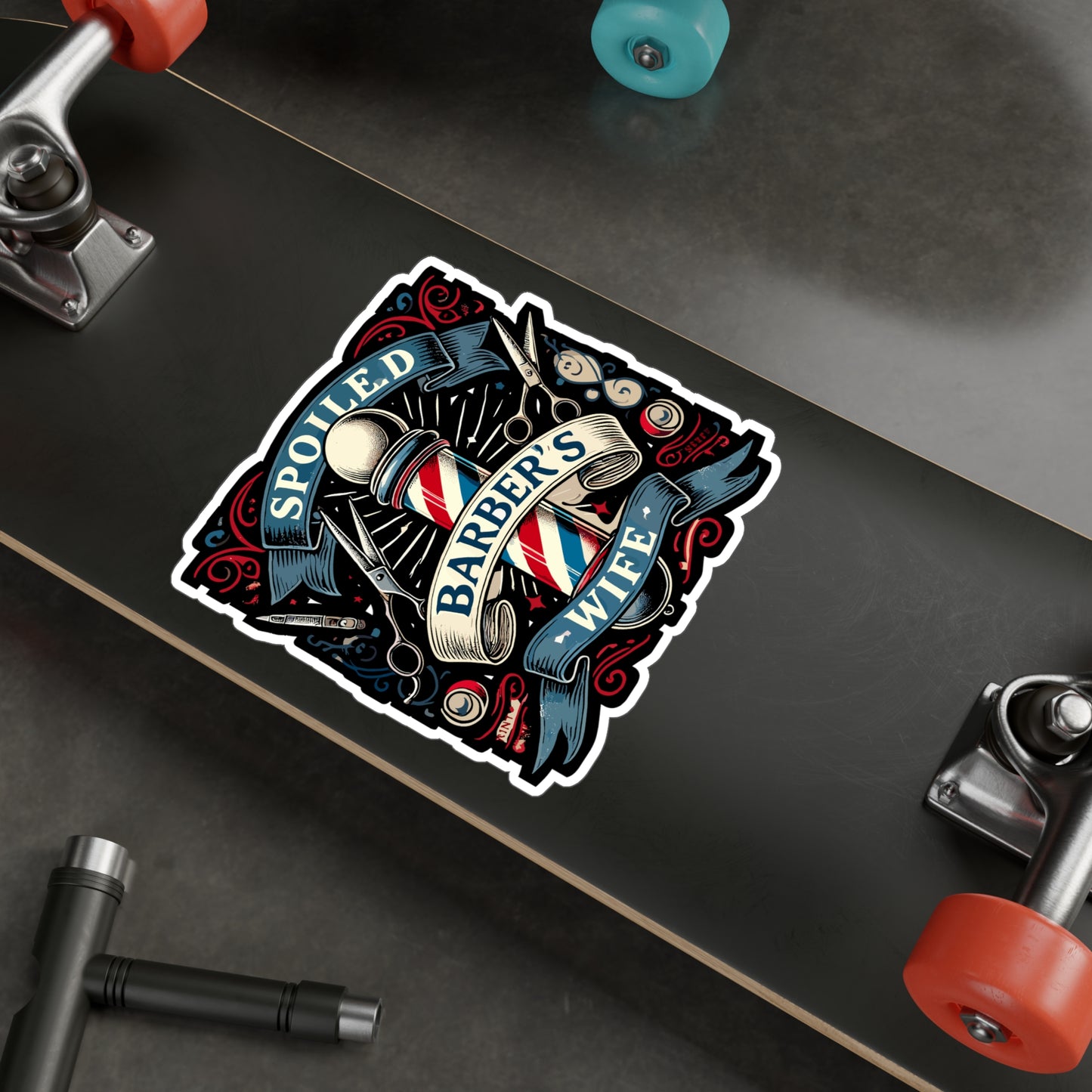 Spoiled Barber's Wife - Barber's wife Sticker for Laptop Sticker. Water Bottle Sticker, Vinyl Barber Decal - Barber's wife Gift