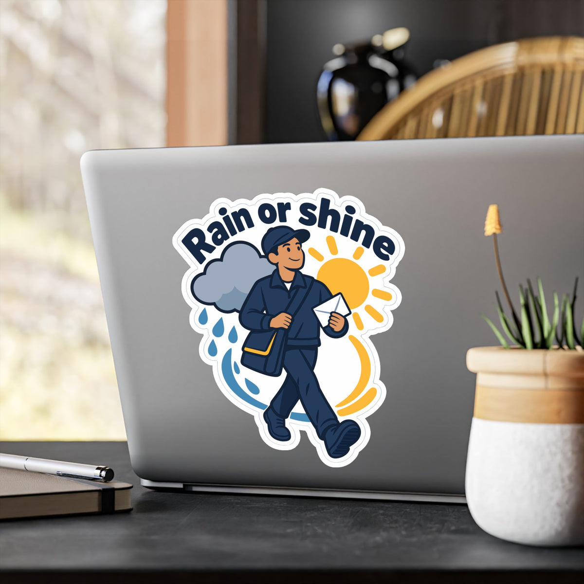 Postal Worker Sticker Rain or Shine Decals for Rural Carrier Mailbox, Waterproof Vinyl for Laptop and Water Bottle