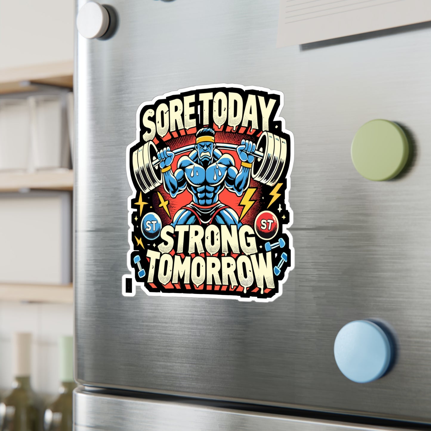 Sore Today, Strong Tomorrow - Fitness Sticker for Laptop Sticker. Water Bottle Sticker, Vinyl Workout Decal - Fitness Gift