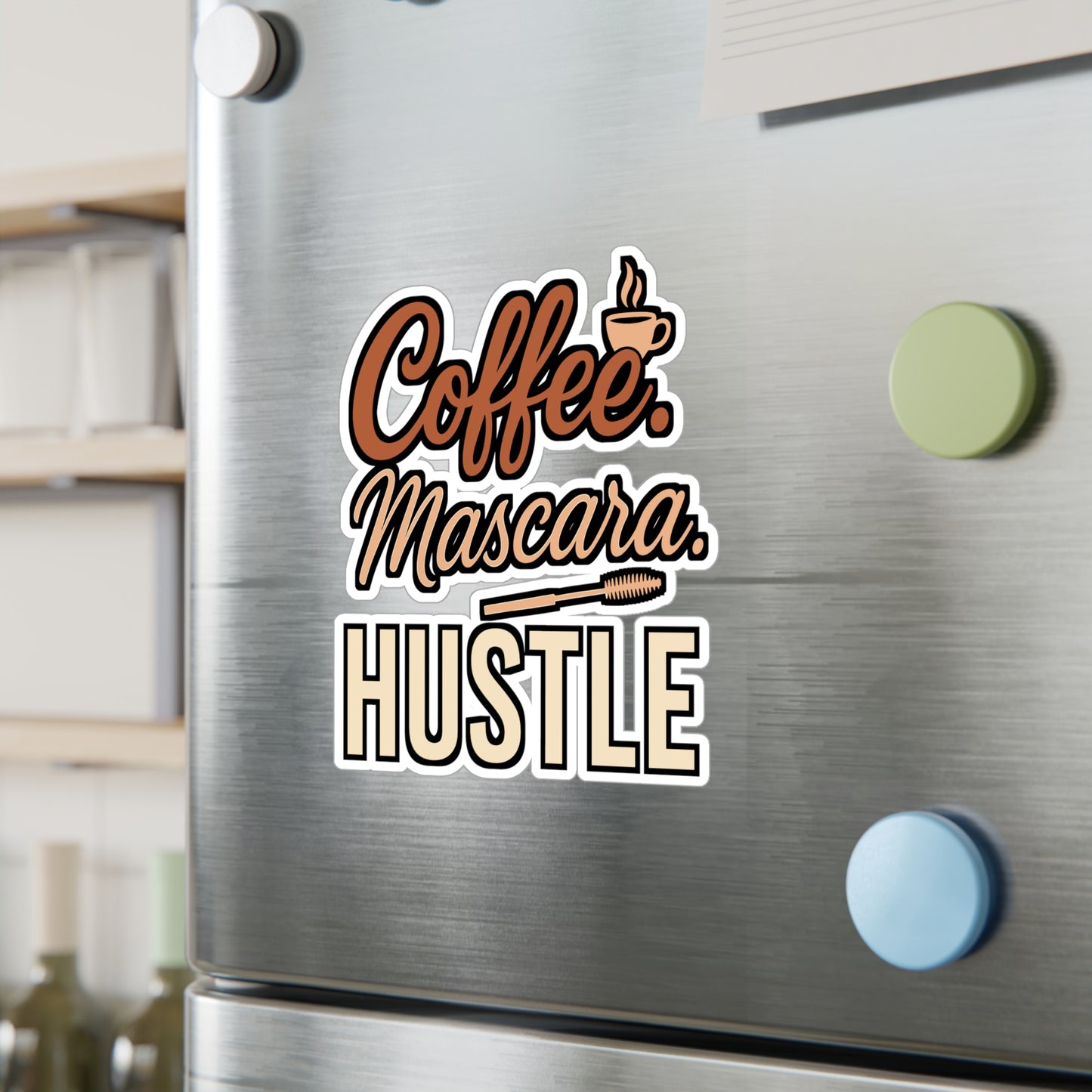 Coffee Mascara Hustle – Vinyl Sticker for Laptop or Water Bottle | Funny Makeup & Coffee Lover Gift