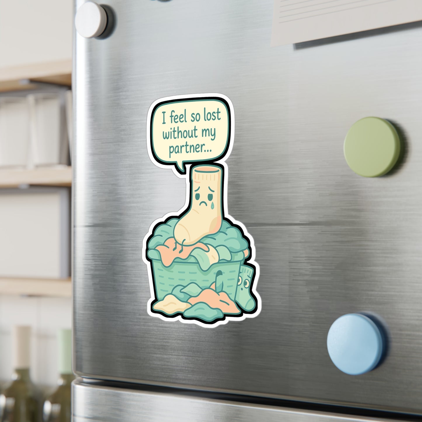 Sock Sticker - "I Feel So Lost Without My Partner" Decals for Laundry Room, Waterproof Vinyl Sticker for Laptop, Addresses Loneliness & Separation